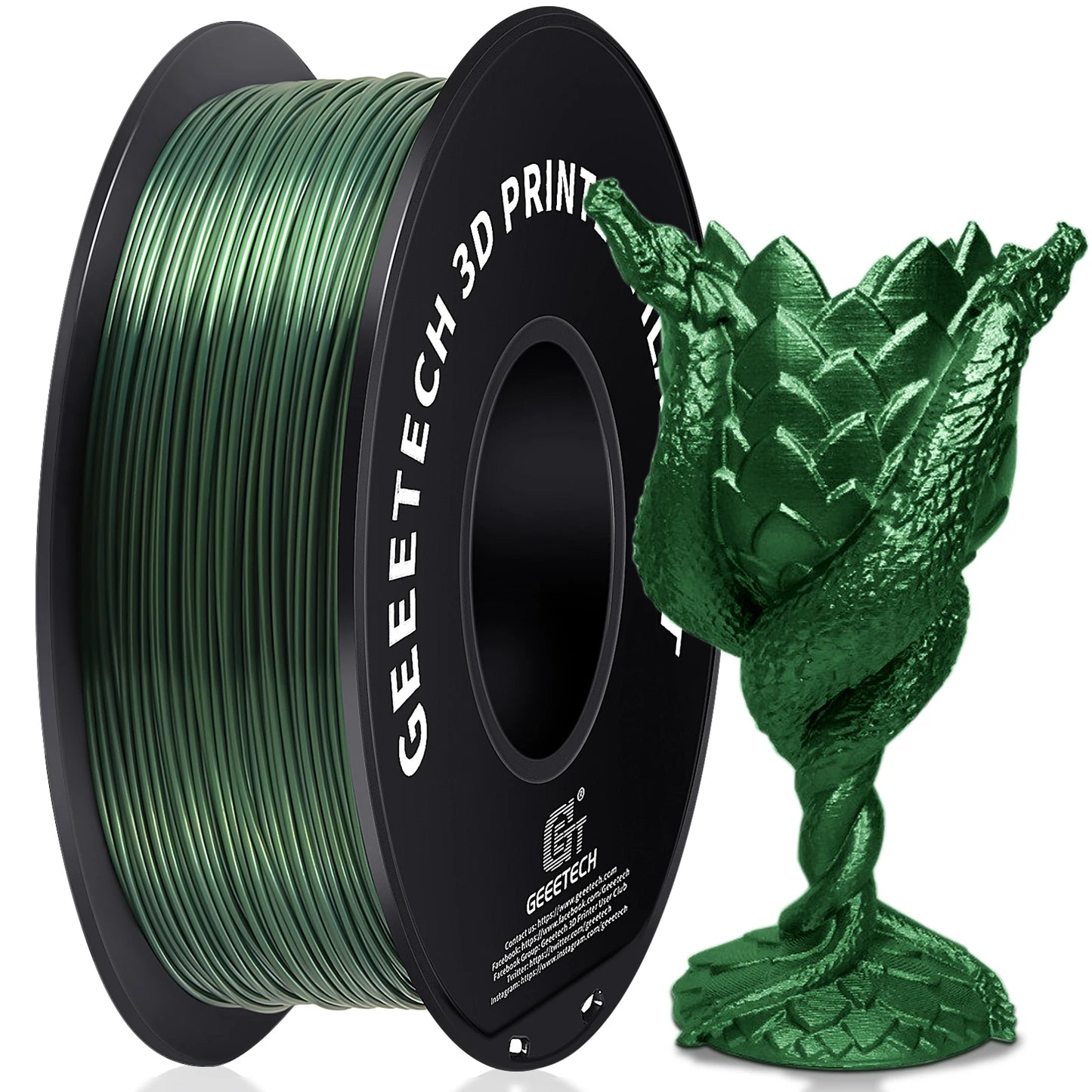 Geeetech Silk PLA Filament ā 1.75mm, 1KG (2.2 lbs) Spool ā Glossy Finish