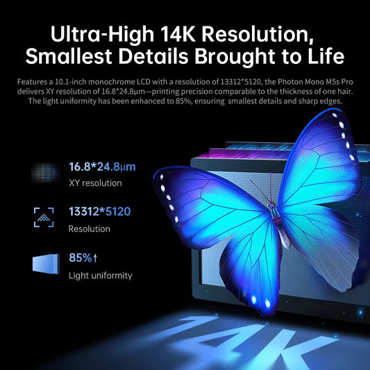 Anycubic Photon Mono M5s Pro – 14K Mono MSLA 10.1″ LCD Resin 3D Printer | 223×127×200 mm | Up to 105 mm/h