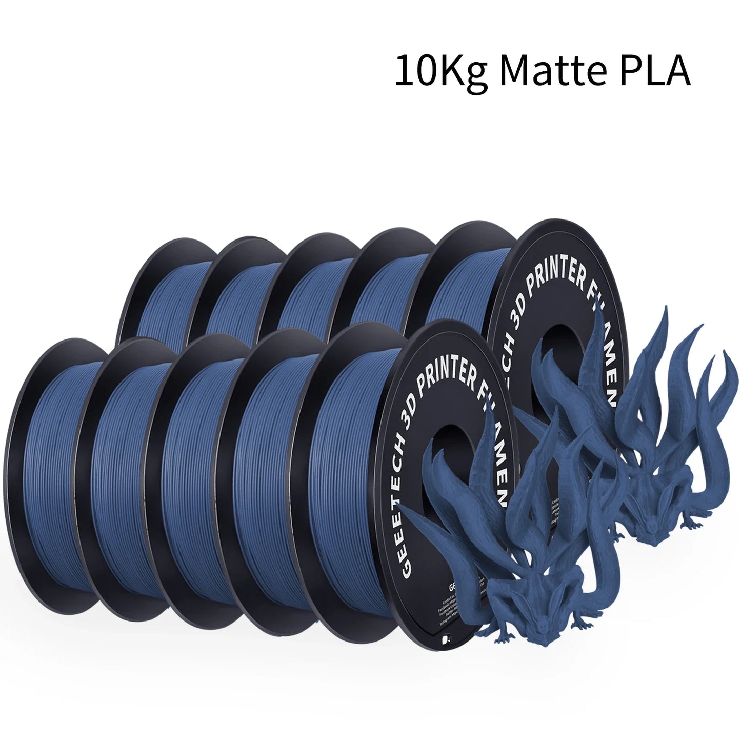 Geeetech Matte PLA Filament – 10KG Bulk Pack (10 × 1KG Spools, 1.75mm) – Smooth, Low-Gloss Finish