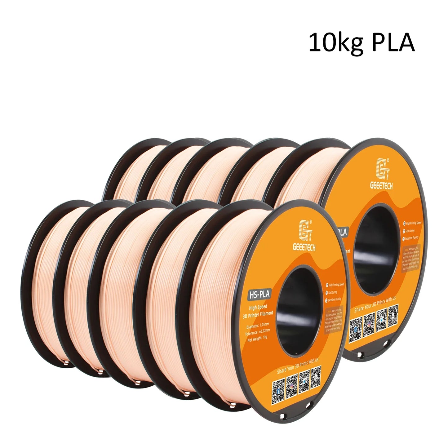 Geeetech High-Speed PLA Filament β 10KG Bulk Pack (10 Γ 1KG Spools, 1.75mm) β Fast Curing & Smooth Printing