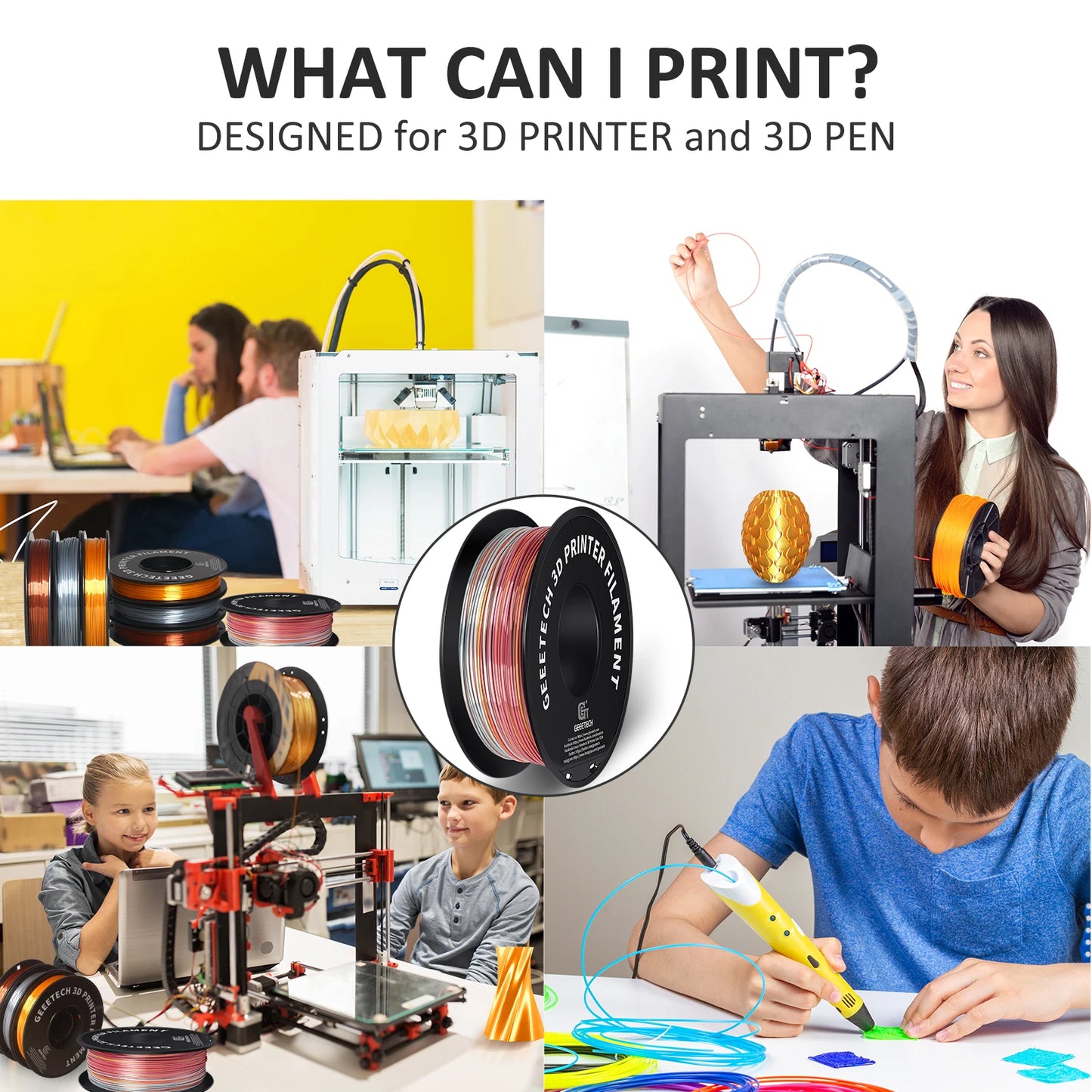 Geeetech Standard PLA Filament – 1.75mm, 1KG (2.2 lbs) Spool – ±0.03mm Accuracy