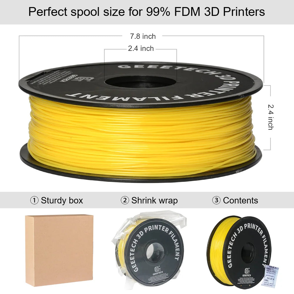 Geeetech Standard PLA Filament – 1.75mm, 1KG (2.2 lbs) Spool – ±0.03mm Accuracy
