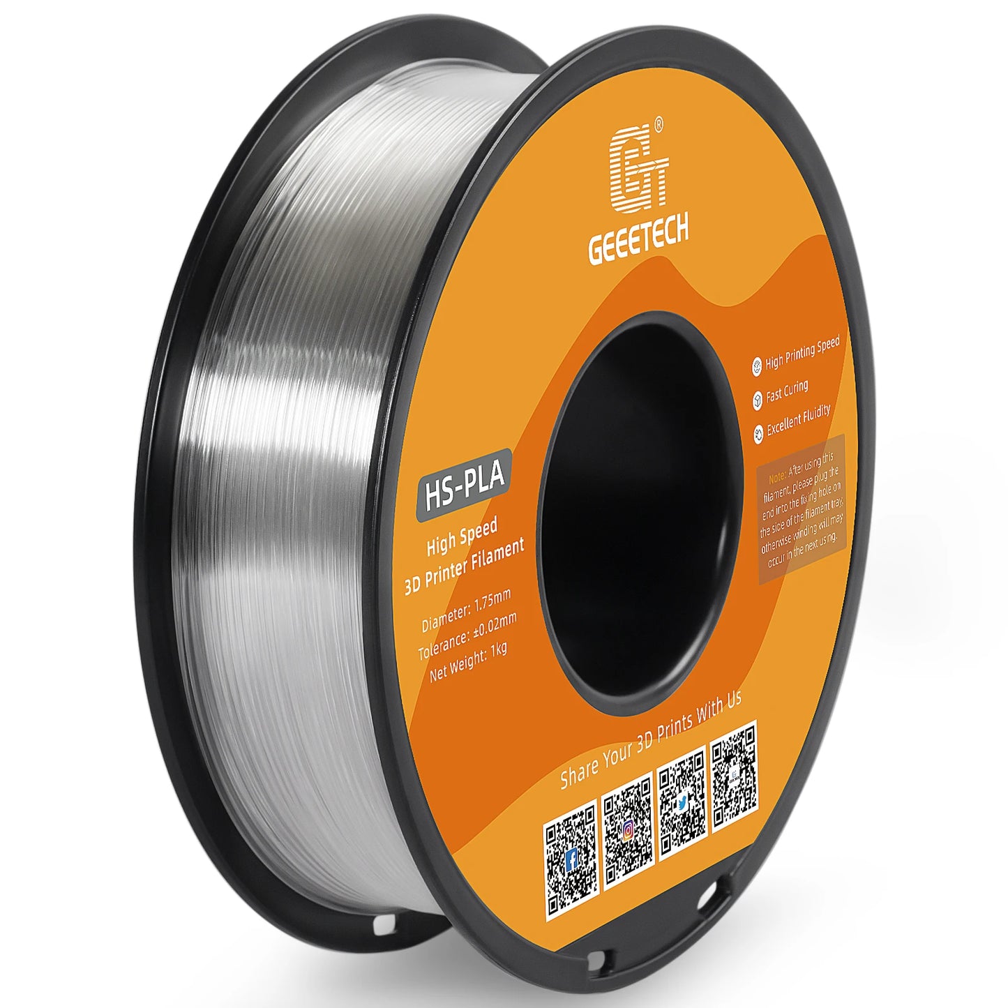 Geeetech HS-PLA High-Speed Filament – 1.75mm, 1KG (2.2 lbs) Spool – Fast Curing & Smooth Flow