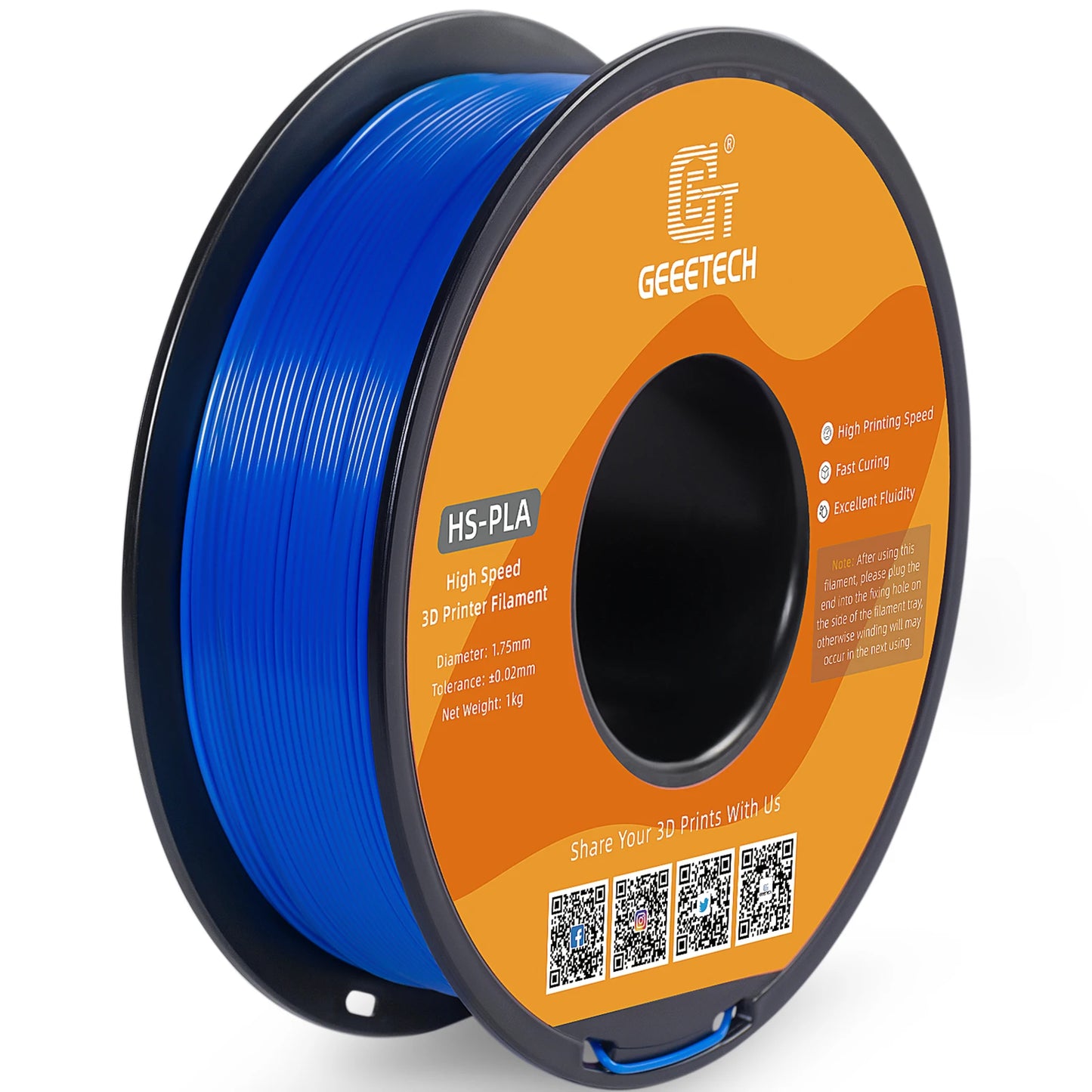 Geeetech HS-PLA High-Speed Filament – 1.75mm, 1KG (2.2 lbs) Spool – Fast Curing & Smooth Flow