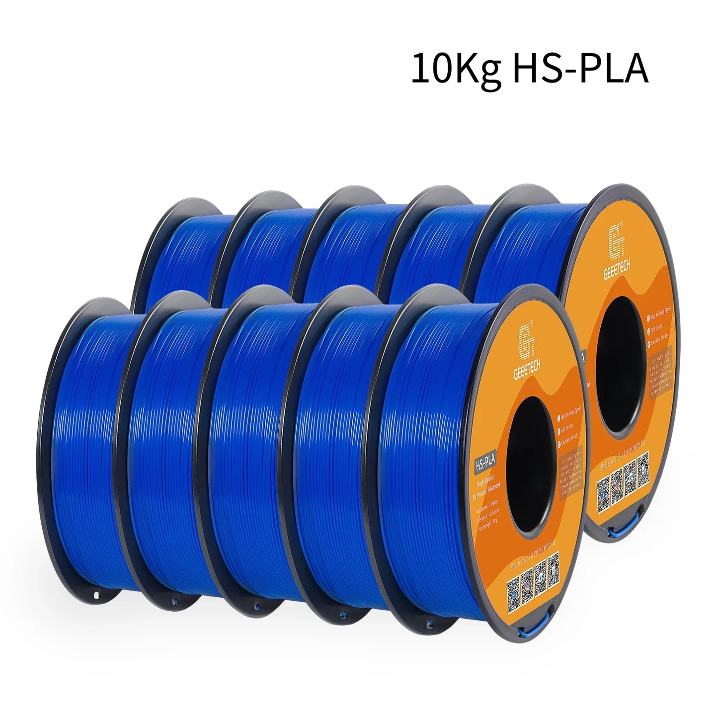 Geeetech High-Speed PLA Filament – 10KG Bulk Pack (10 × 1KG Spools, 1.75mm) – Fast Curing & Smooth Printing