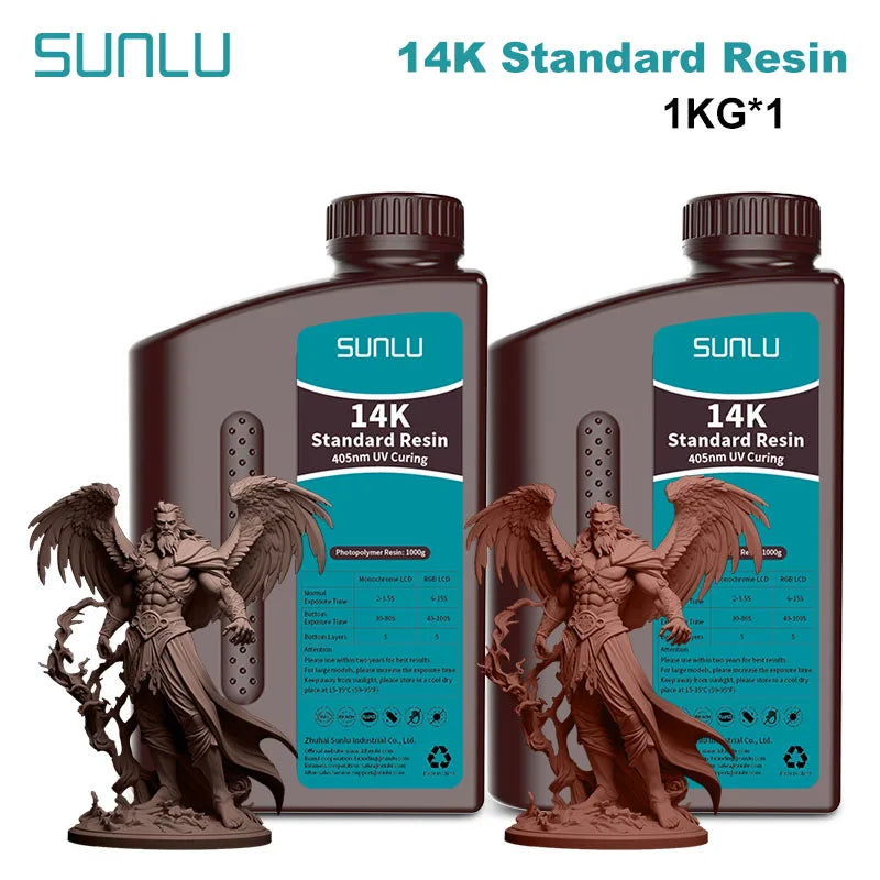 SUNLU 14K Standard Resin 405nm UV for LCD 3D Printers – 2KG Pack (1KG x 2 Bottles)