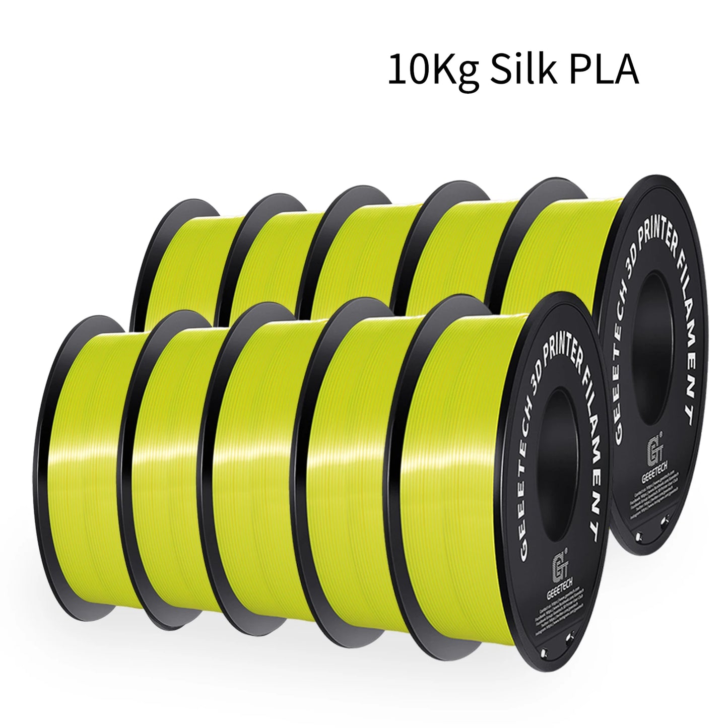 Geeetech Silk PLA Filament – 10KG Bulk Pack (10 × 1KG Spools, 1.75mm) – Glossy Finish for Decorative Prints