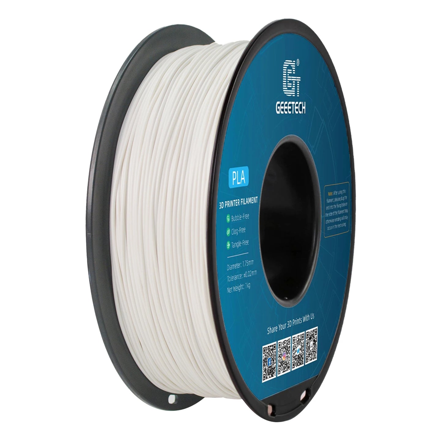 Geeetech Standard PLA Filament – 1.75mm, 1KG (2.2 lbs) Spool – ±0.03mm Accuracy