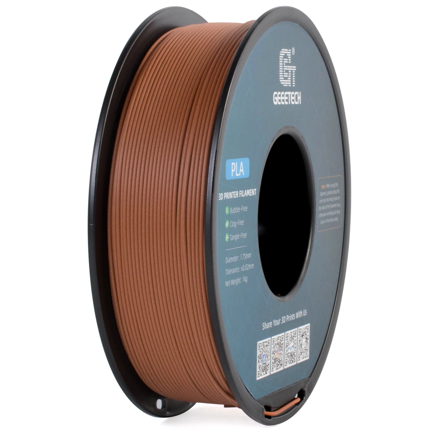 Geeetech Wood PLA Filament – 1.75mm, 1KG (2.2 lbs) Spool – Natural Wood Texture