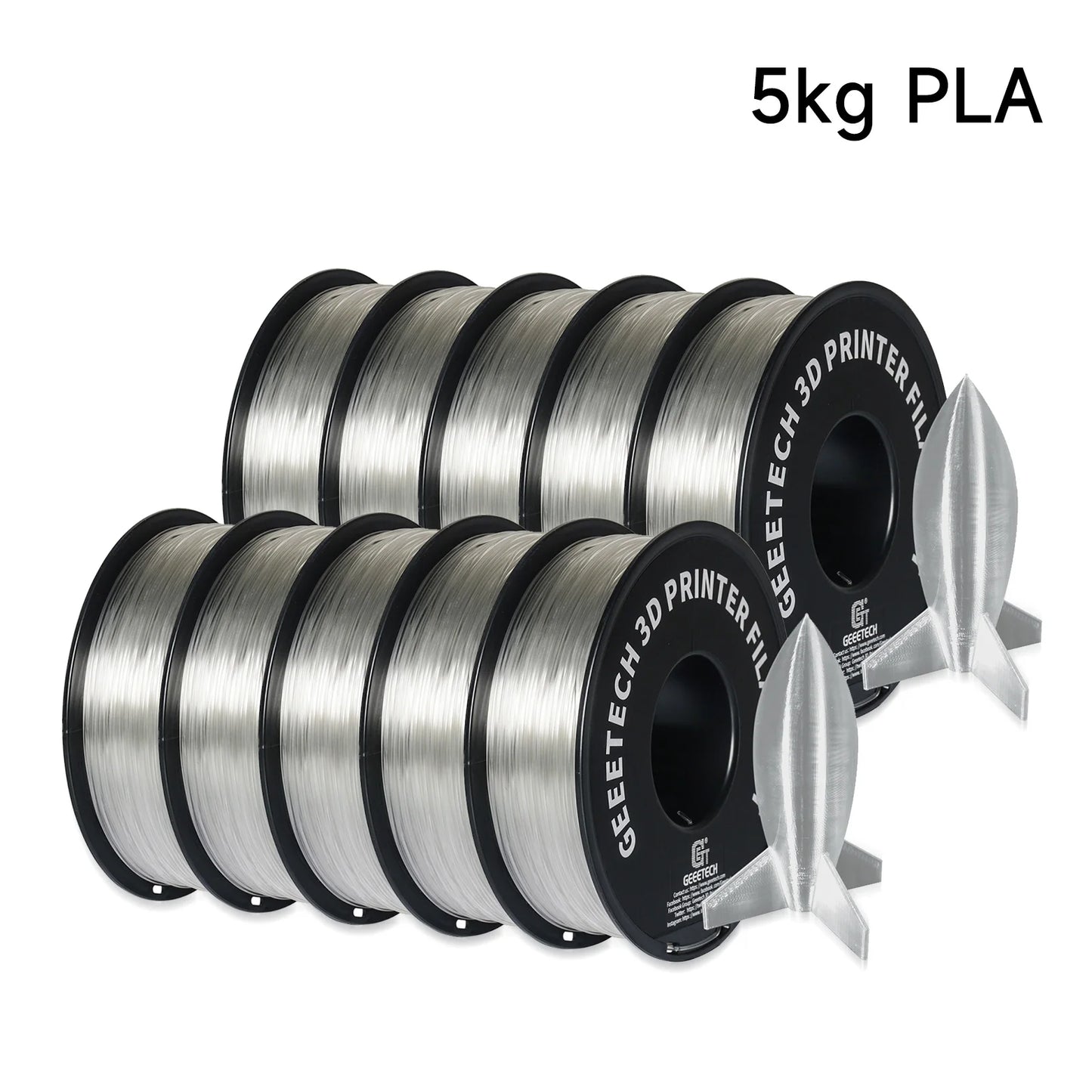 Geeetech Standard PLA Filament – 10KG Bulk Pack (10 × 1KG Spools, 1.75mm) – Tangle-Free, ±0.03mm Accuracy