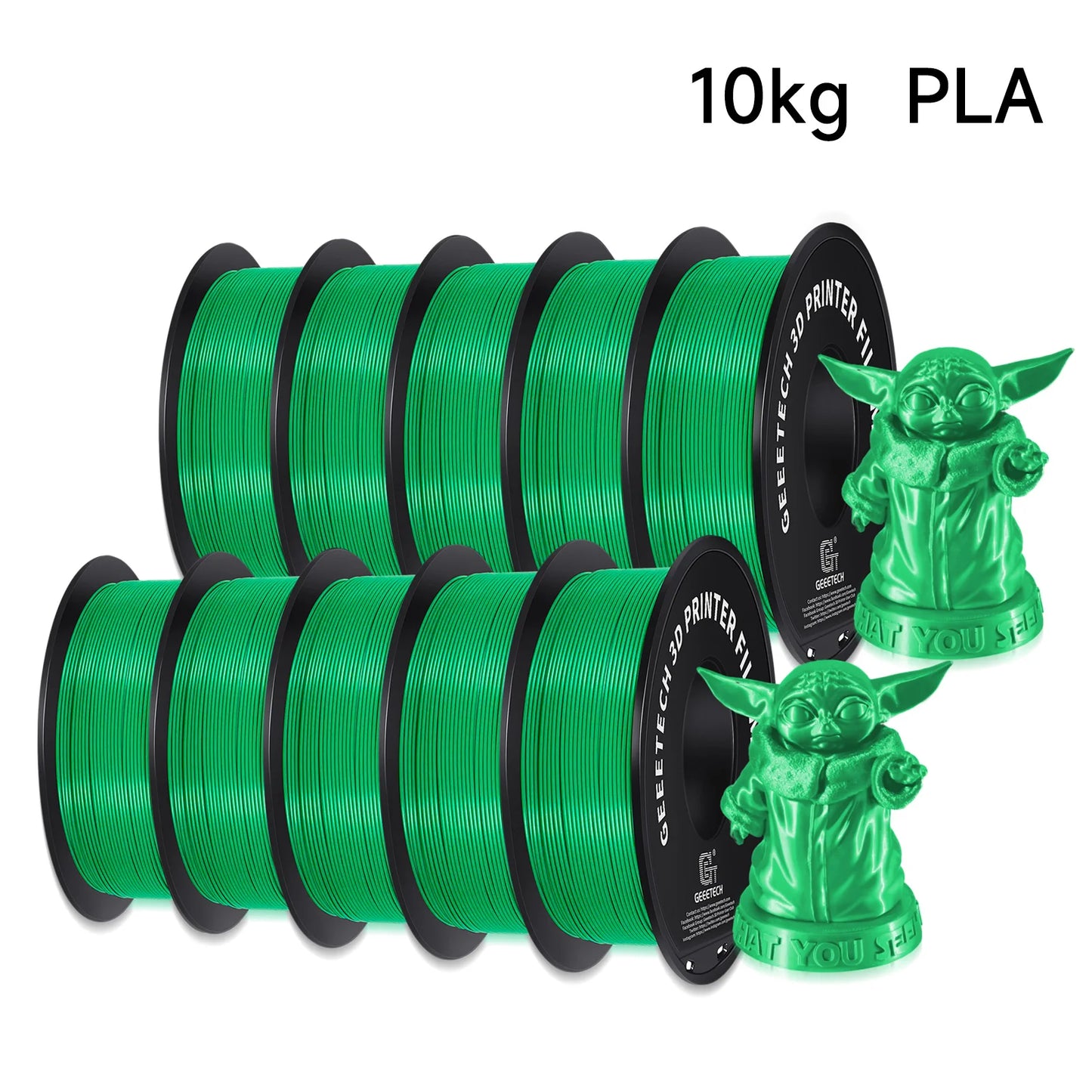 Geeetech Standard PLA Filament – 10KG Bulk Pack (10 × 1KG Spools, 1.75mm) – Tangle-Free, ±0.03mm Accuracy