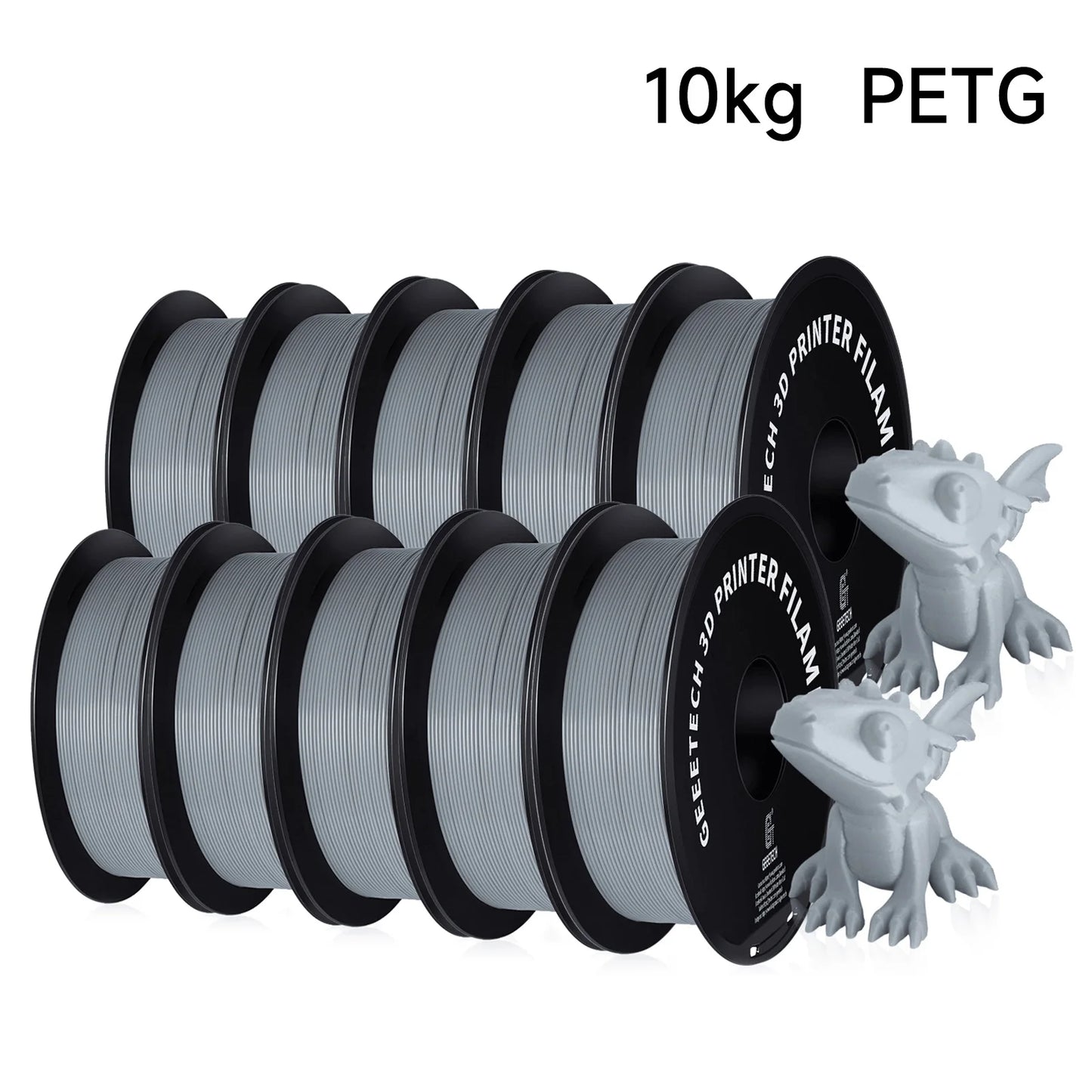 Geeetech PETG Filament – 10KG Bulk Pack (10 × 1KG Spools, 1.75mm) – Strong, Glossy & Warp-Resistant