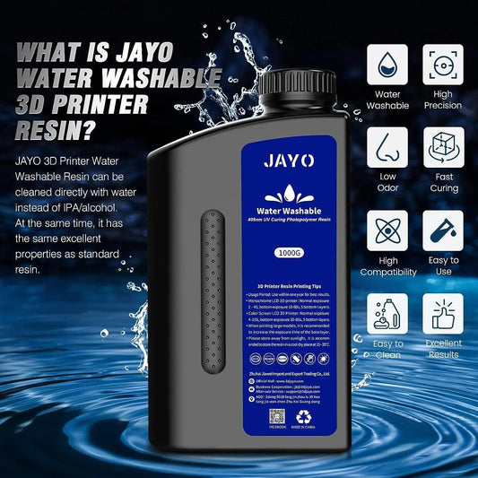 JAYO ABS-Like Standard 3D Printer Resin – 1KG – 395-405nm UV – Water Washable – High Precision & Fast Curing