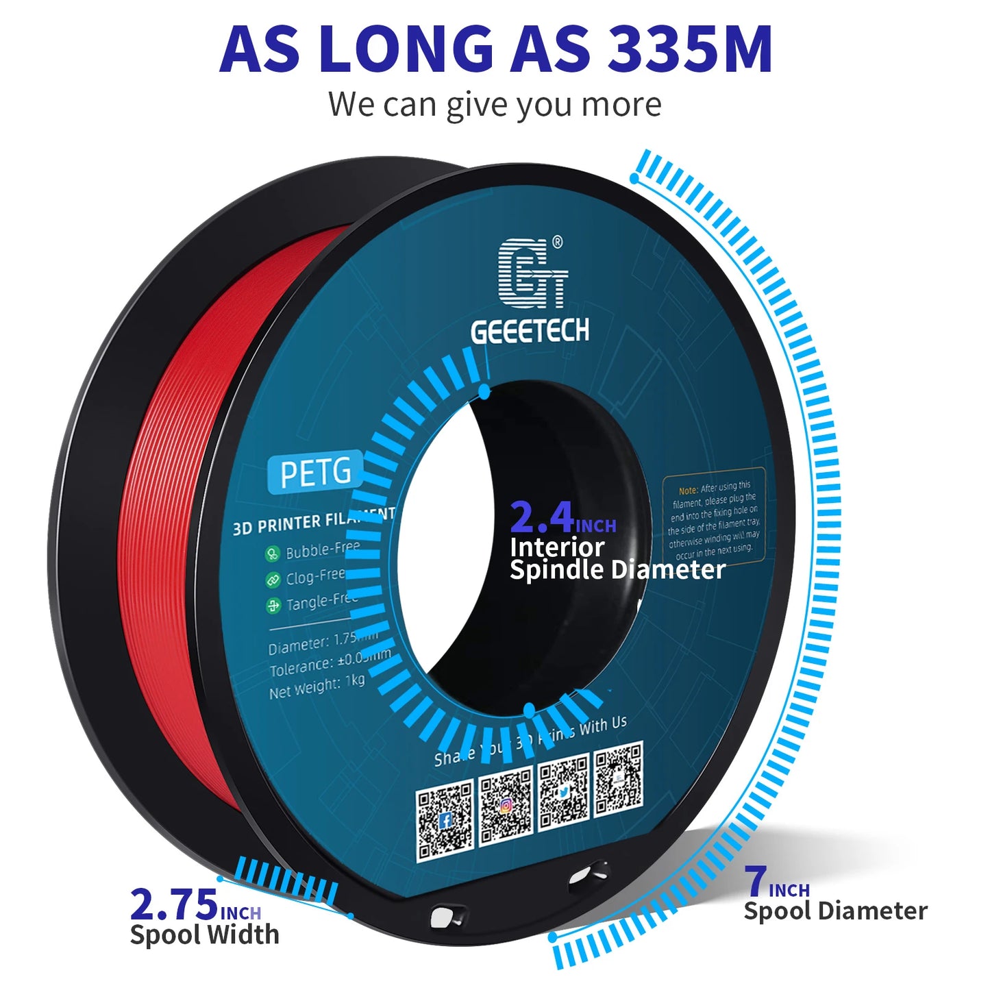 Geeetech PETG Filament – 1.75mm, 1KG (2.2 lbs) Spool