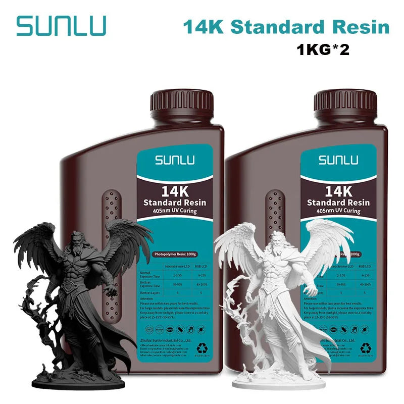 SUNLU 14K Standard Resin 405nm UV for LCD 3D Printers – 2KG Pack (1KG x 2 Bottles)