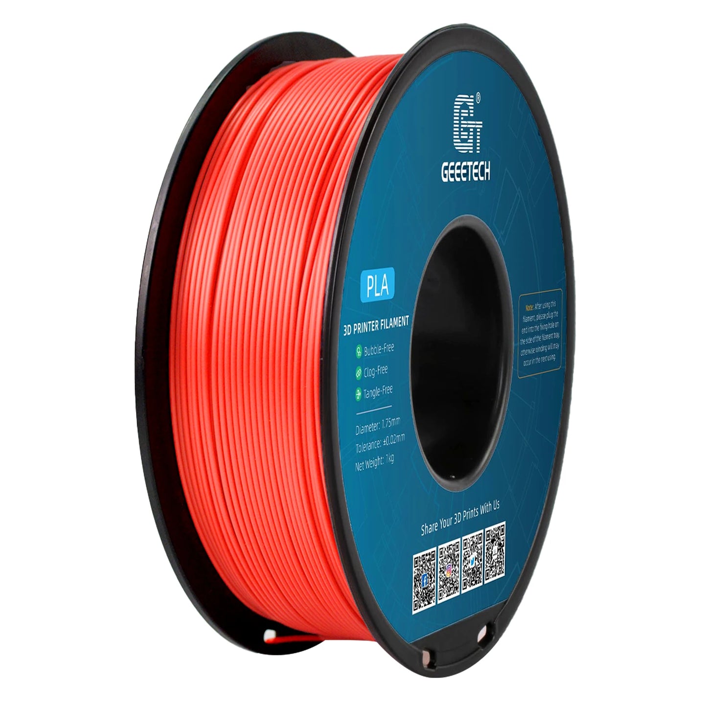 Geeetech Standard PLA Filament – 1.75mm, 1KG (2.2 lbs) Spool – ±0.03mm Accuracy