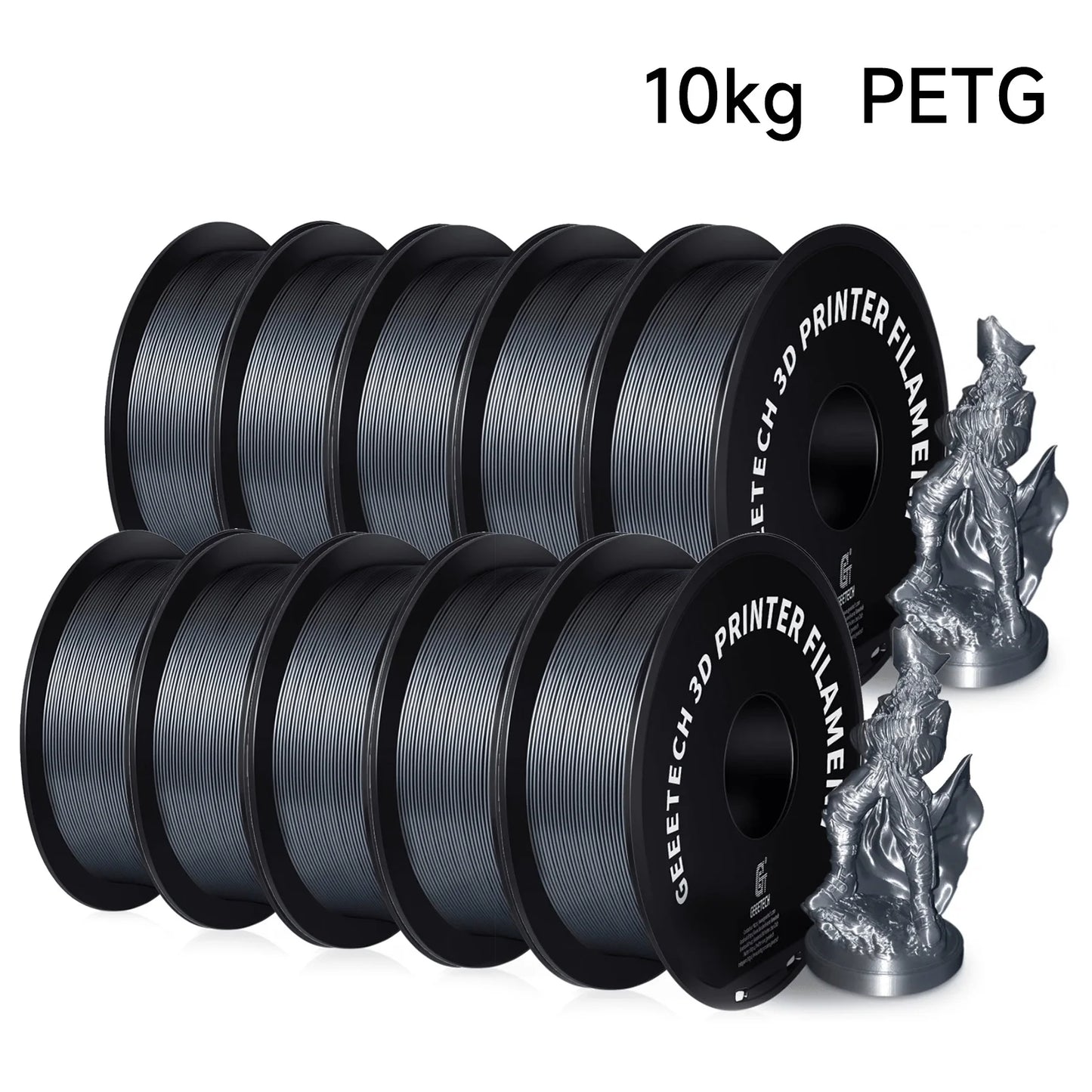 Geeetech PETG Filament – 10KG Bulk Pack (10 × 1KG Spools, 1.75mm) – Strong, Glossy & Warp-Resistant