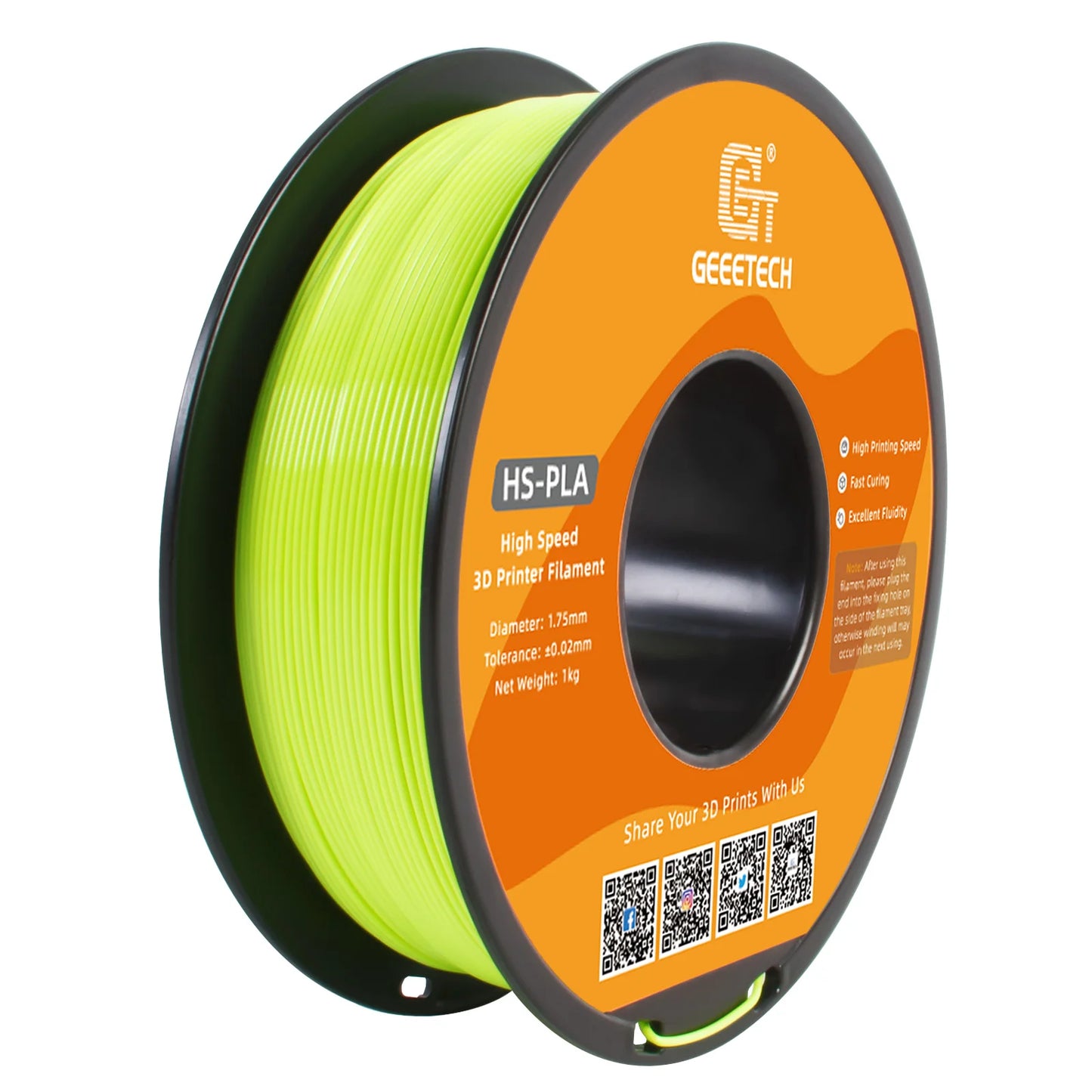 Geeetech HS-PLA High-Speed Filament – 1.75mm, 1KG (2.2 lbs) Spool – Fast Curing & Smooth Flow