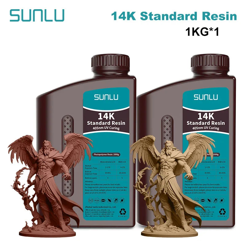 SUNLU 14K Standard Resin 405nm UV for LCD 3D Printers – 2KG Pack (1KG x 2 Bottles)