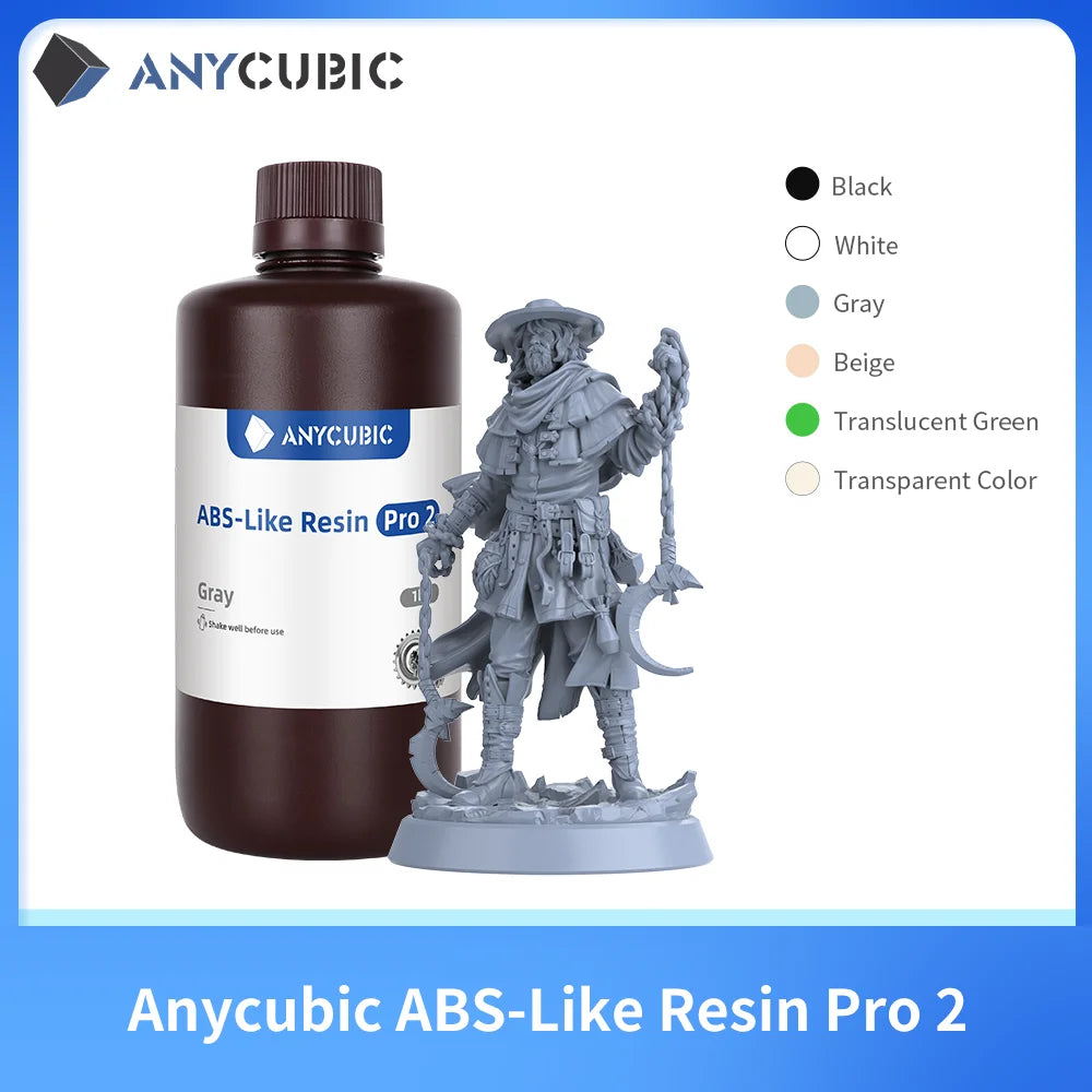 ANYCUBIC ABS-Like Resin Pro 2 – Upgraded 3D Printer Resin (2KG) 405nm UV-Curing for LCD Printers