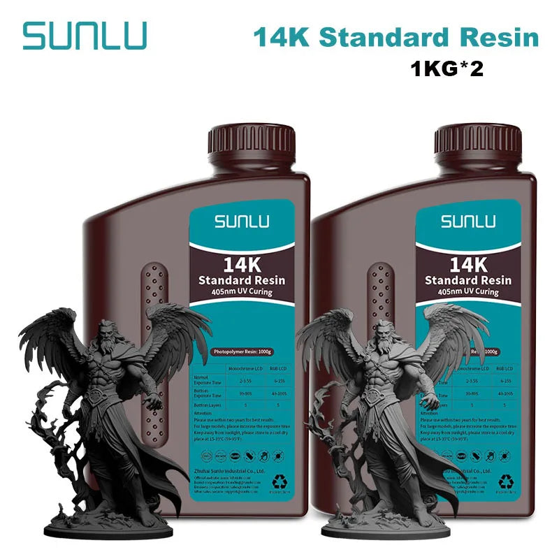 SUNLU 14K Standard Resin 405nm UV for LCD 3D Printers – 2KG Pack (1KG x 2 Bottles)