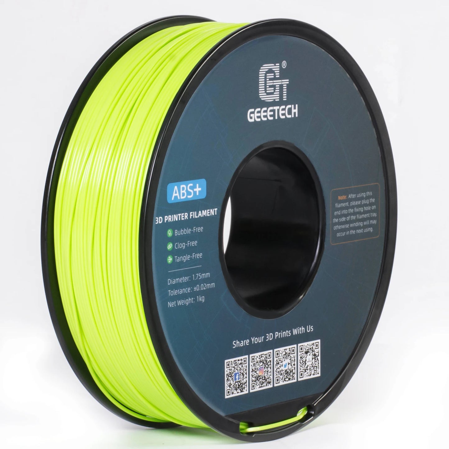 Geeetech ABS Filament – 1.75mm, 1KG (2.2 lbs) Spool – Tangle-Free & Durable