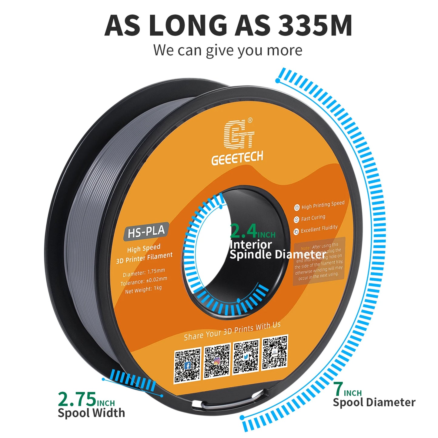 Geeetech High-Speed PLA Filament – 10KG Bulk Pack (10 × 1KG Spools, 1.75mm) – Fast Curing & Smooth Printing