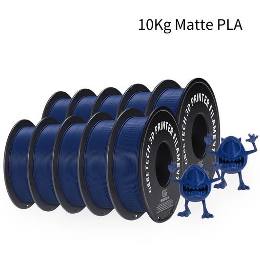 Geeetech Matte PLA Filament – 10KG Bulk Pack (10 × 1KG Spools, 1.75mm) – Smooth, Low-Gloss Finish
