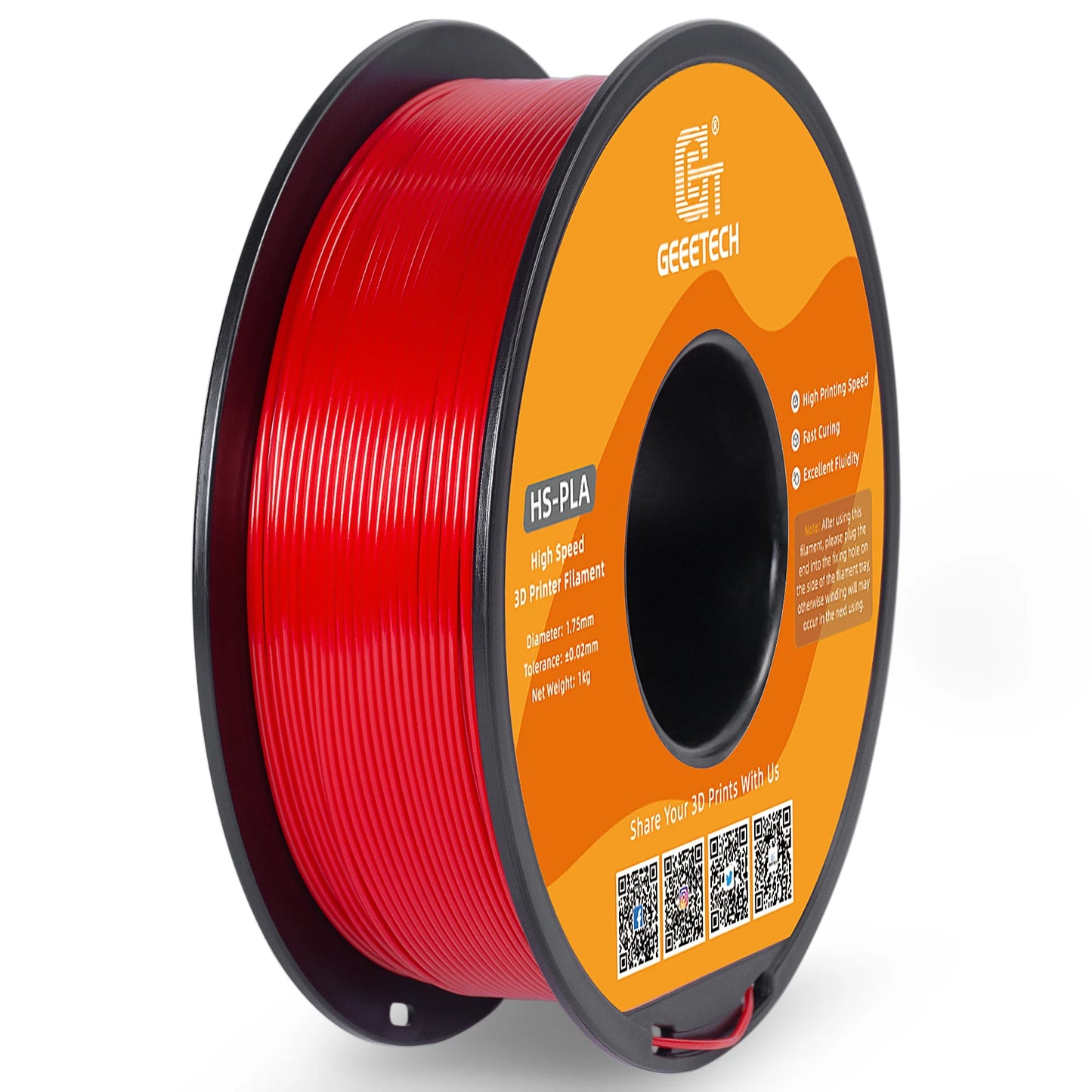 Geeetech HS-PLA High-Speed Filament – 1.75mm, 1KG (2.2 lbs) Spool – Fast Curing & Smooth Flow
