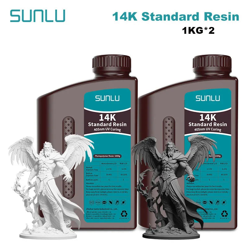 SUNLU 14K Standard Resin 405nm UV for LCD 3D Printers – 2KG Pack (1KG x 2 Bottles)
