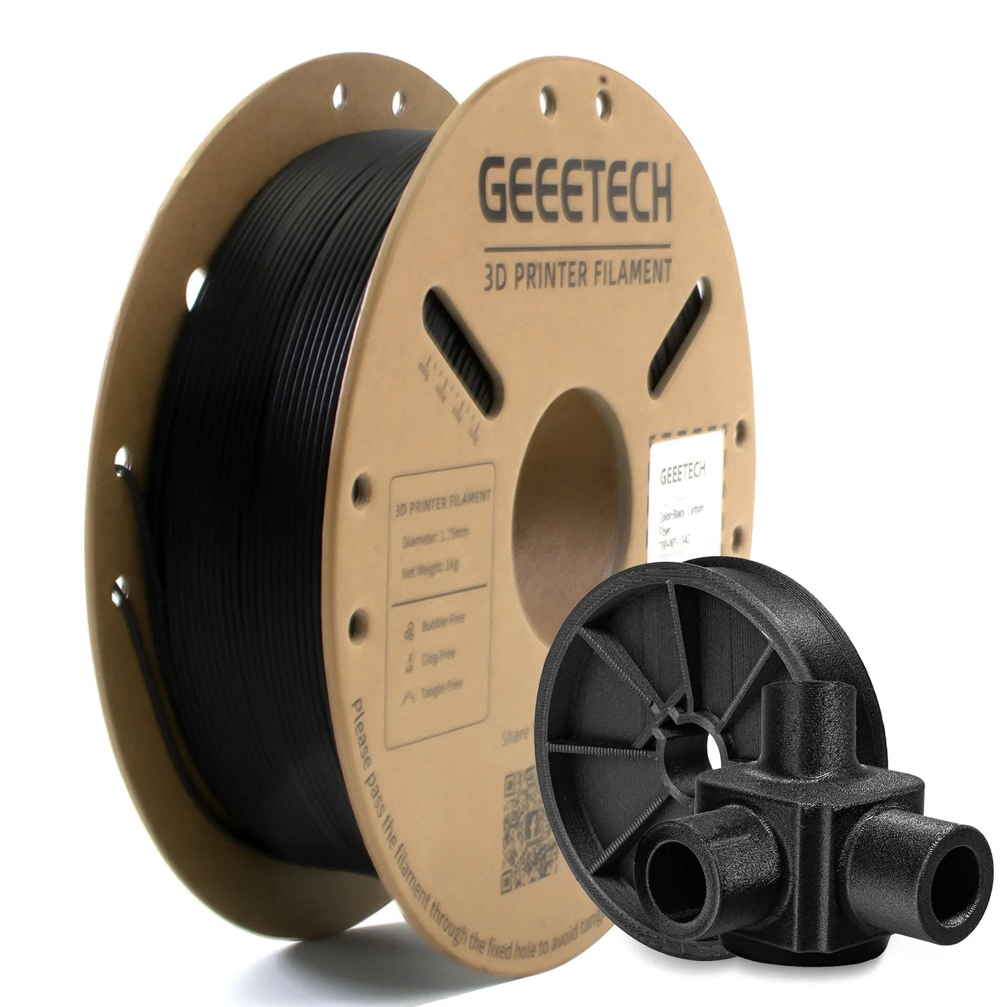 Geeetech Carbon Fiber PLA Filament – 1.75mm, 1KG (2.2 lbs) Spool – Reinforced for Strength & Stability