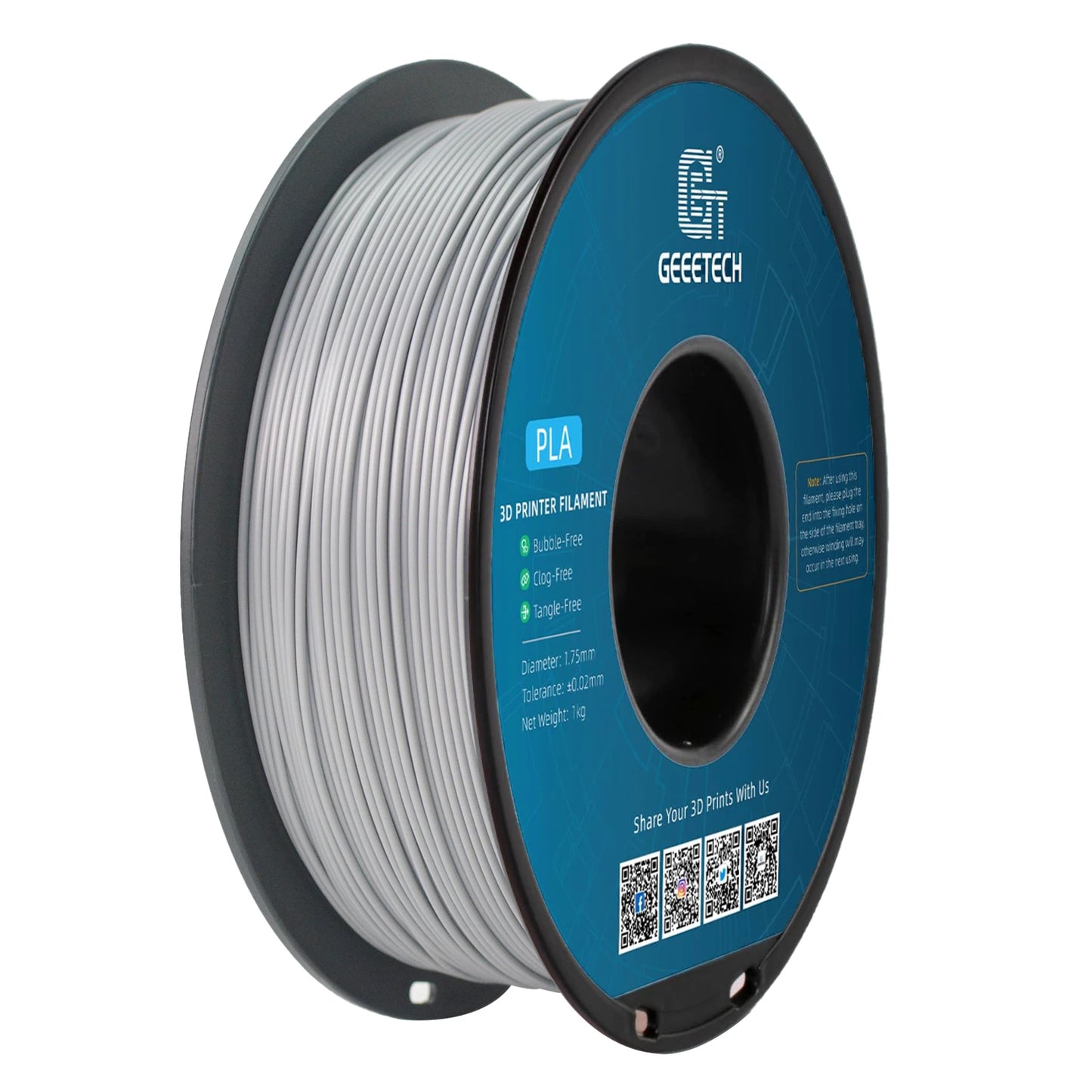 Geeetech Standard PLA Filament – 1.75mm, 1KG (2.2 lbs) Spool – ±0.03mm Accuracy