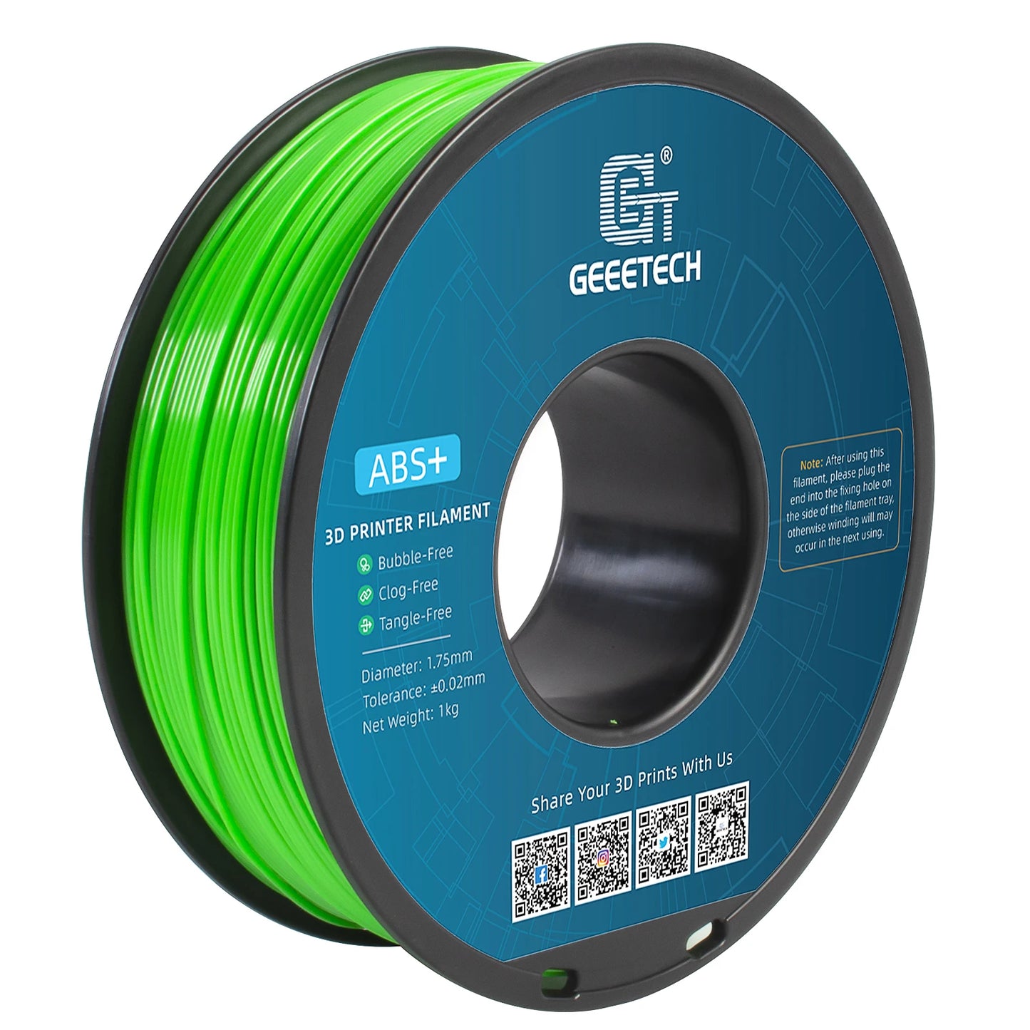 Geeetech ABS Filament – 1.75mm, 1KG (2.2 lbs) Spool – Tangle-Free & Durable