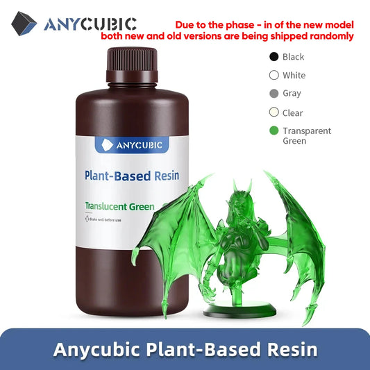 ANYCUBIC ECO UV Resin 1KG – 405nm Plant-Based Photopolymer for LCD 3D Printers (Low Odor, High Precision, Quick Curing)