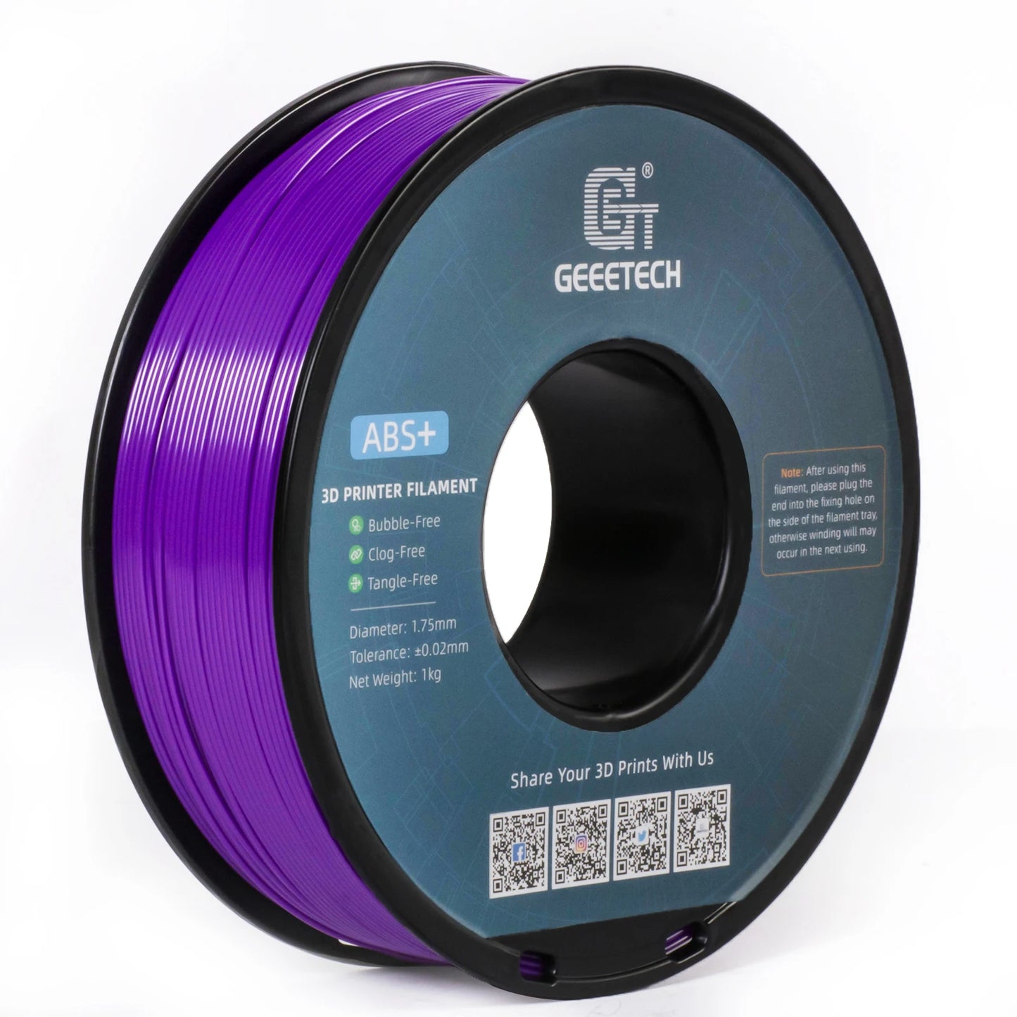 Geeetech ABS Filament – 1.75mm, 1KG (2.2 lbs) Spool – Tangle-Free & Durable