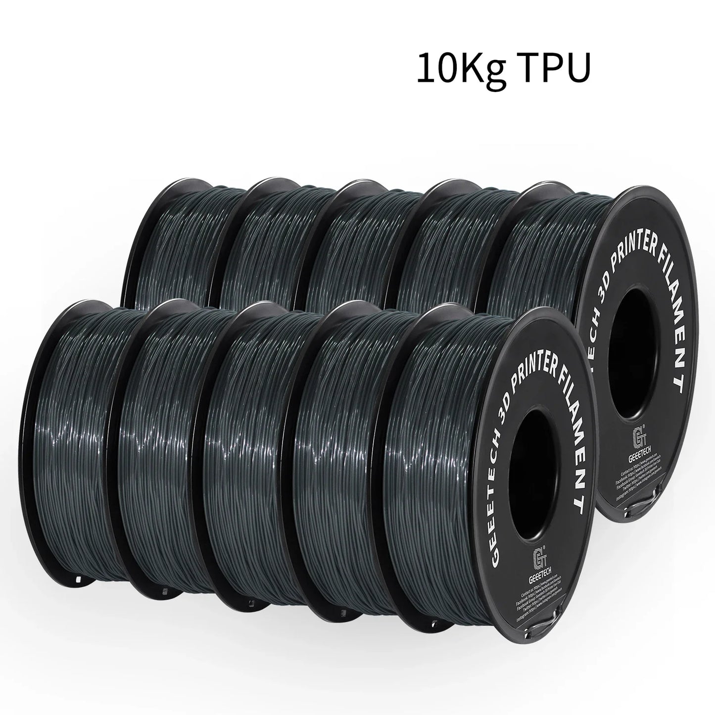 Geeetech TPU 3D Printer Filament – 10KG Bulk Pack (10 × 1KG Spools, 1.75mm) – Shore 95A, Flexible & Durable