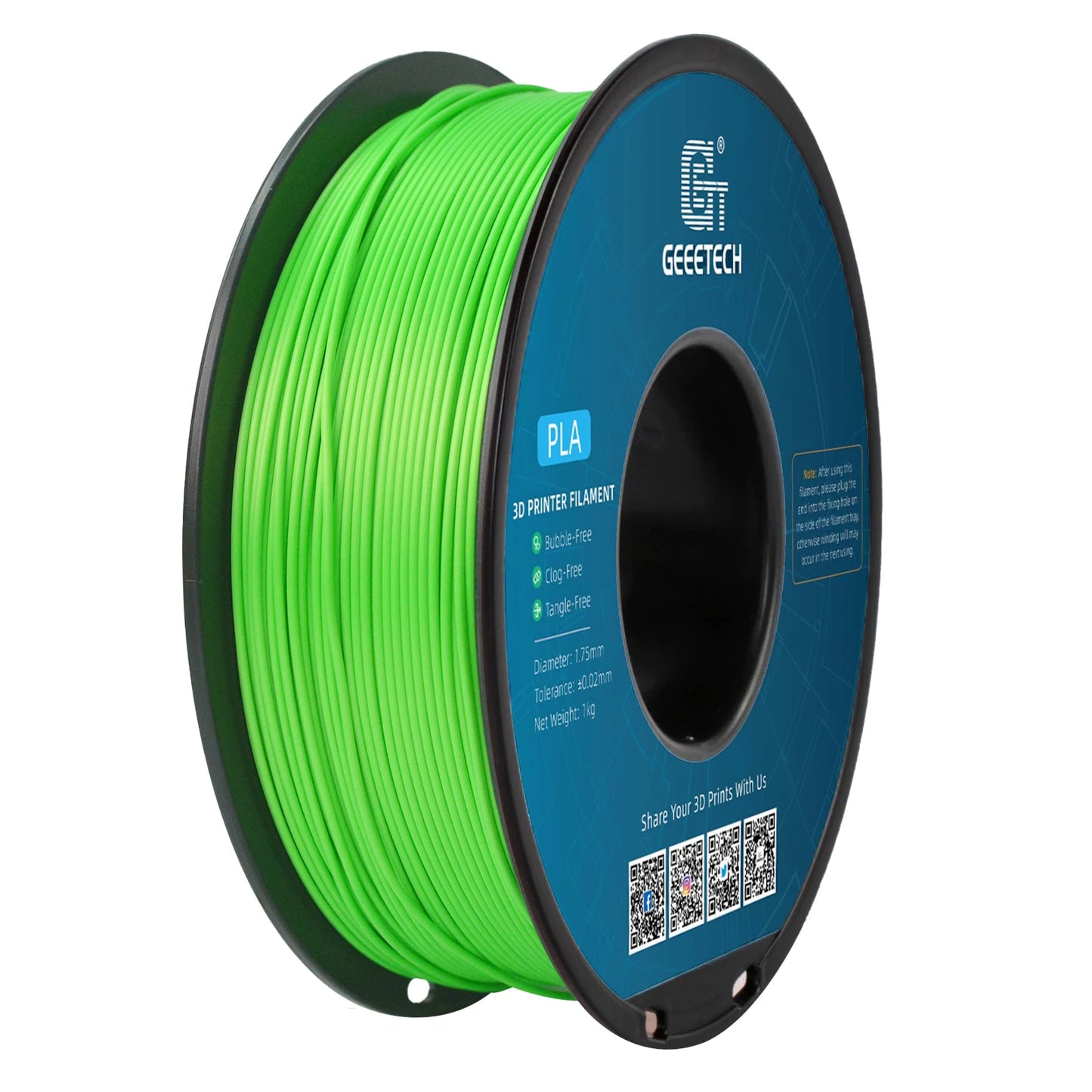 Geeetech Standard PLA Filament – 1.75mm, 1KG (2.2 lbs) Spool – ±0.03mm Accuracy