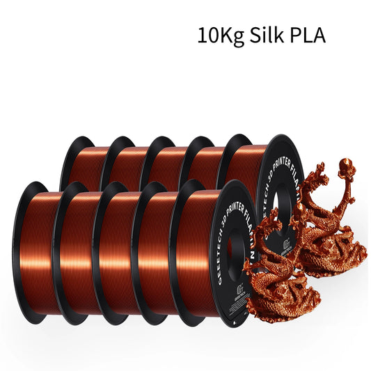 Geeetech Silk PLA Filament – 10KG Bulk Pack (10 × 1KG Spools, 1.75mm) – Glossy Finish for Decorative Prints
