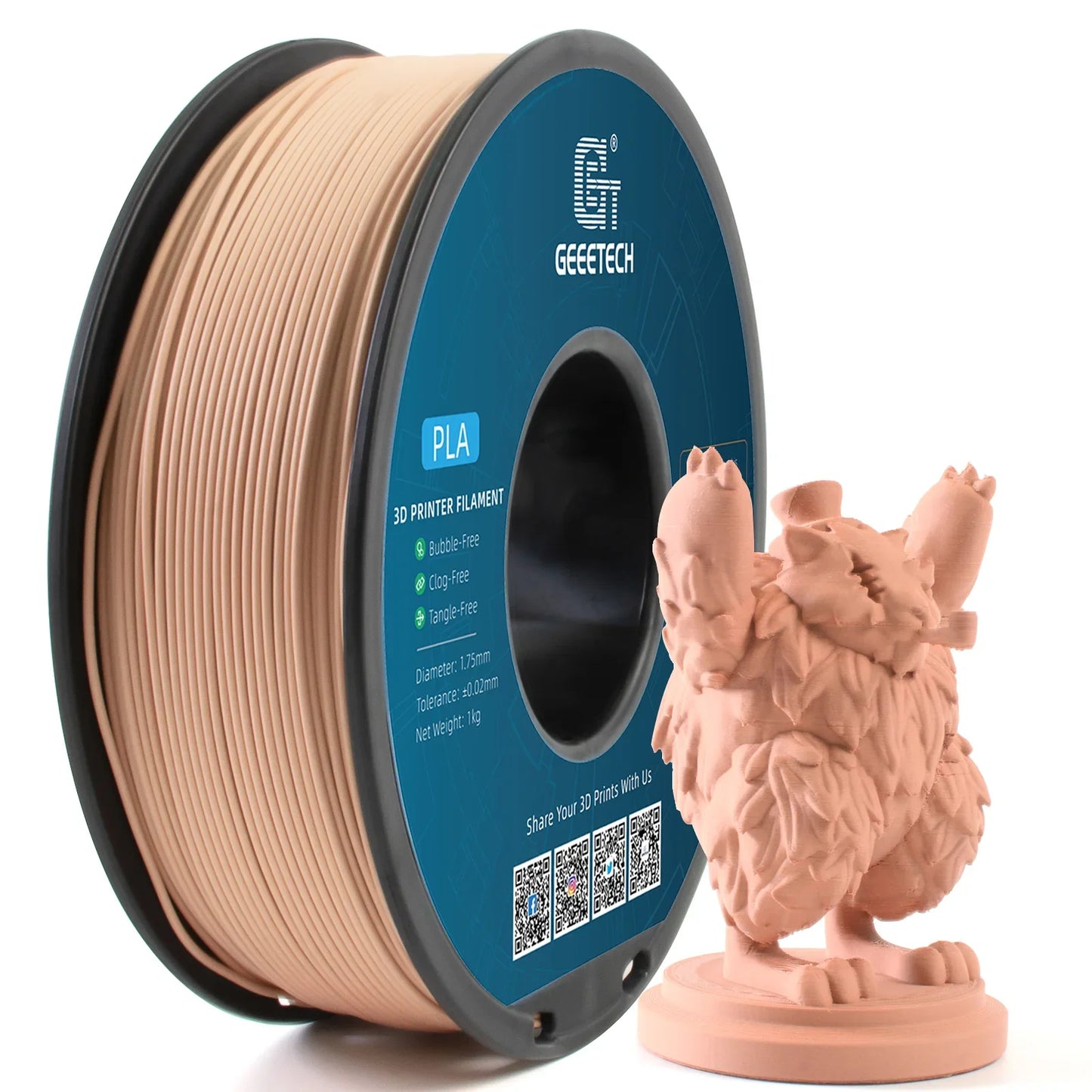 Geeetech Matte PLA Filament – 10KG Bulk Pack (10 × 1KG Spools, 1.75mm) – Smooth, Low-Gloss Finish