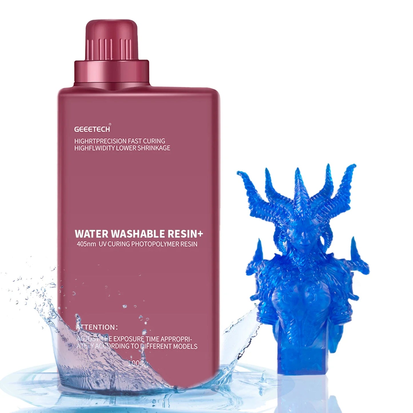 Geeetech Water Washable Resin – 405nm Low Odor, High Precision, Fast Curing for LCD 3D Printers (1KG)