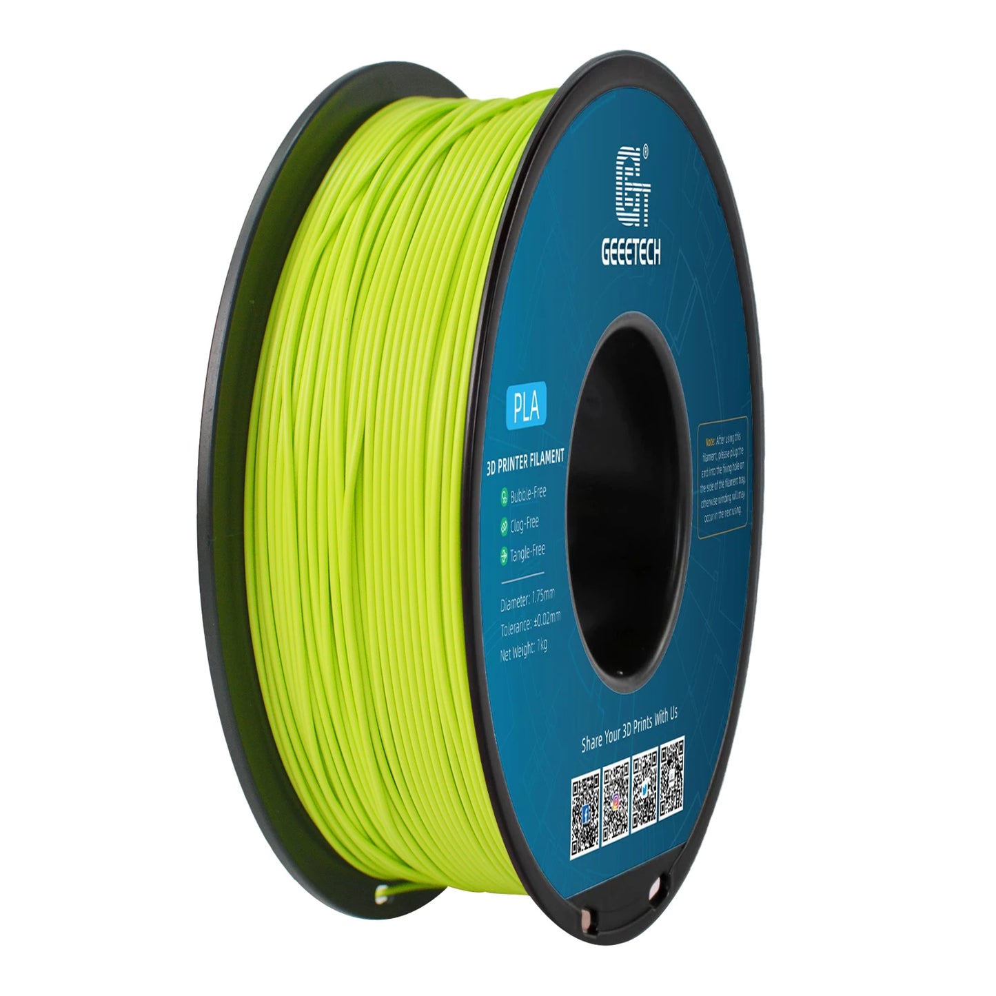 Geeetech Standard PLA Filament – 1.75mm, 1KG (2.2 lbs) Spool – ±0.03mm Accuracy
