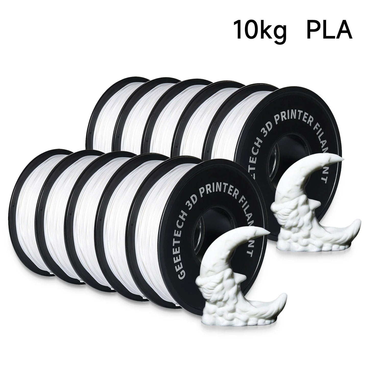 Geeetech Standard PLA Filament – 10KG Bulk Pack (10 × 1KG Spools, 1.75mm) – Tangle-Free, ±0.03mm Accuracy