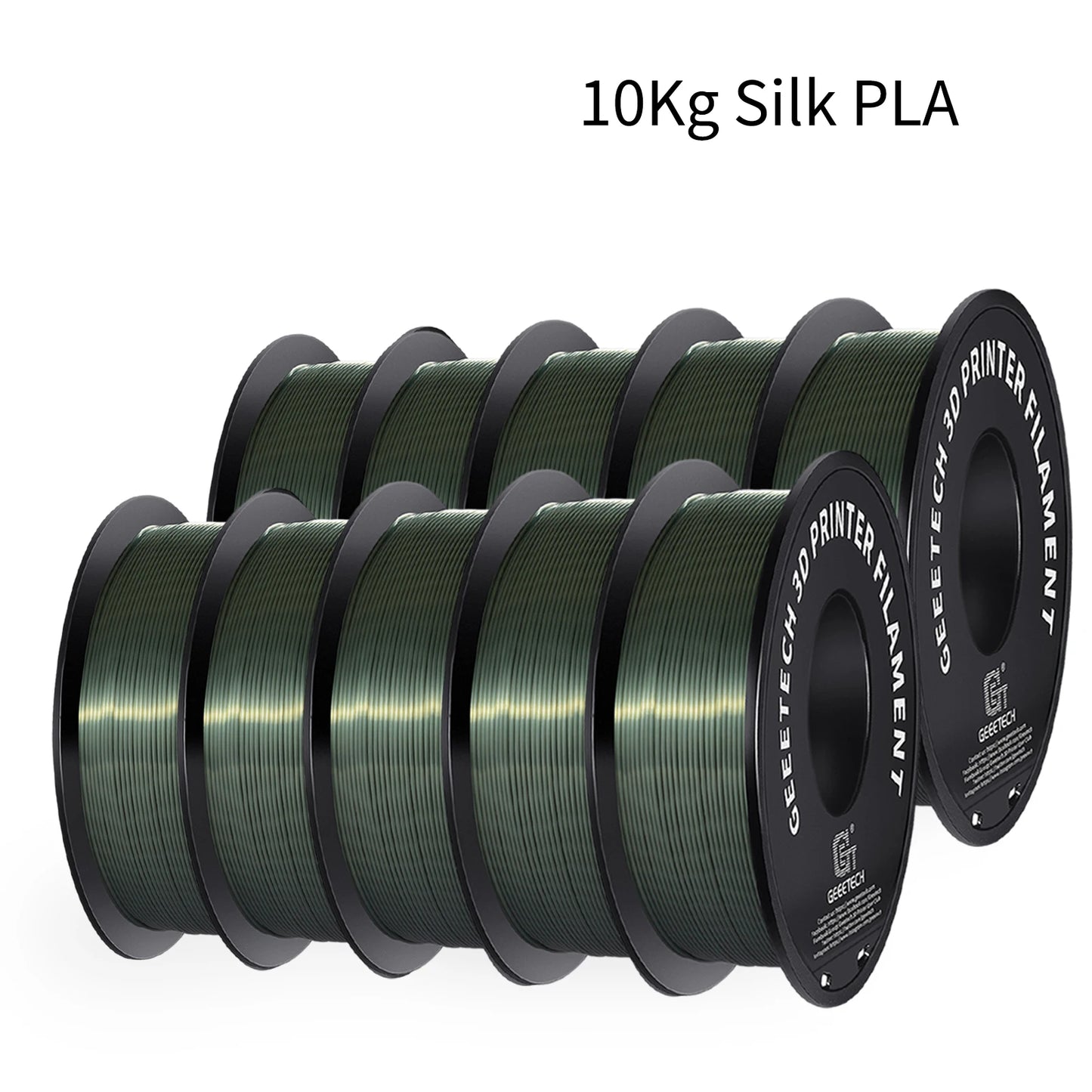 Geeetech Silk PLA Filament – 10KG Bulk Pack (10 × 1KG Spools, 1.75mm) – Glossy Finish for Decorative Prints
