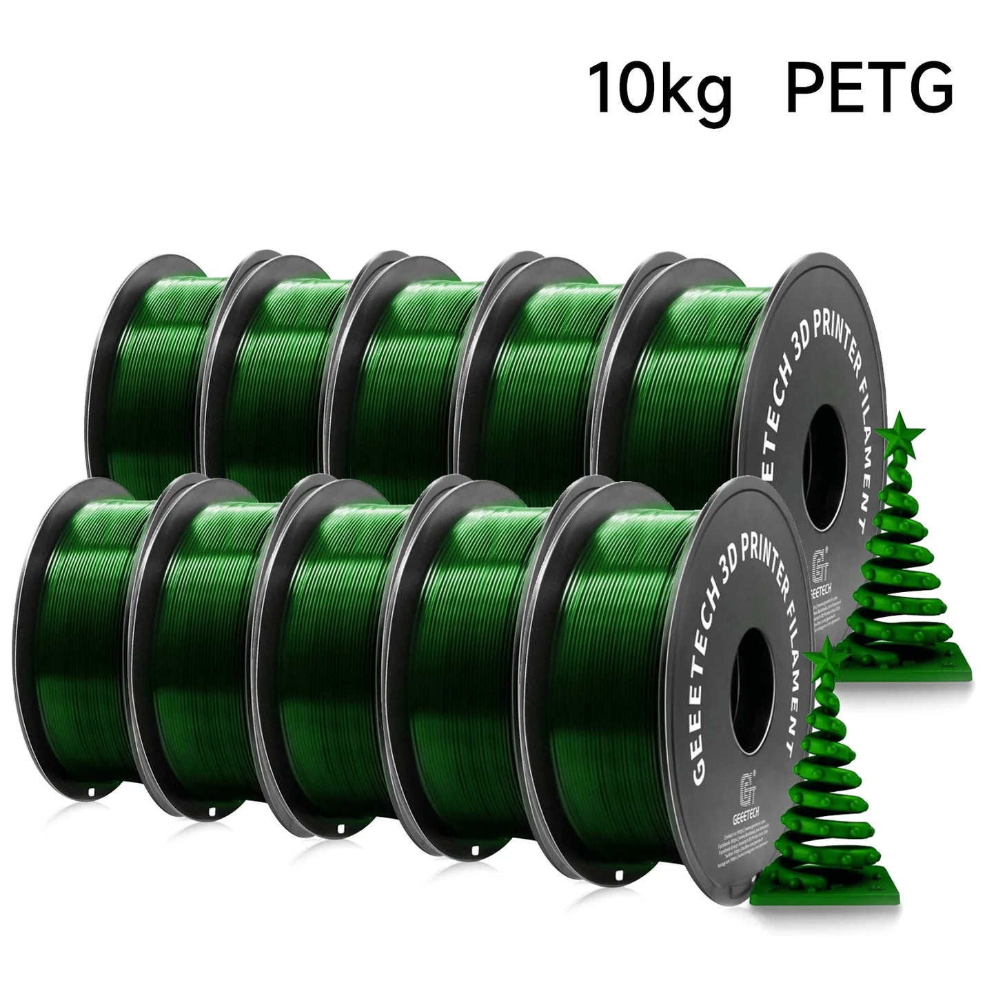 Geeetech PETG Filament – 10KG Bulk Pack (10 × 1KG Spools, 1.75mm) – Strong, Glossy & Warp-Resistant