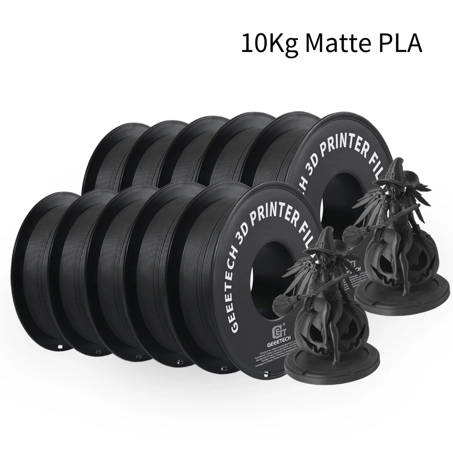 Geeetech Matte PLA Filament – 10KG Bulk Pack (10 × 1KG Spools, 1.75mm) – Smooth, Low-Gloss Finish