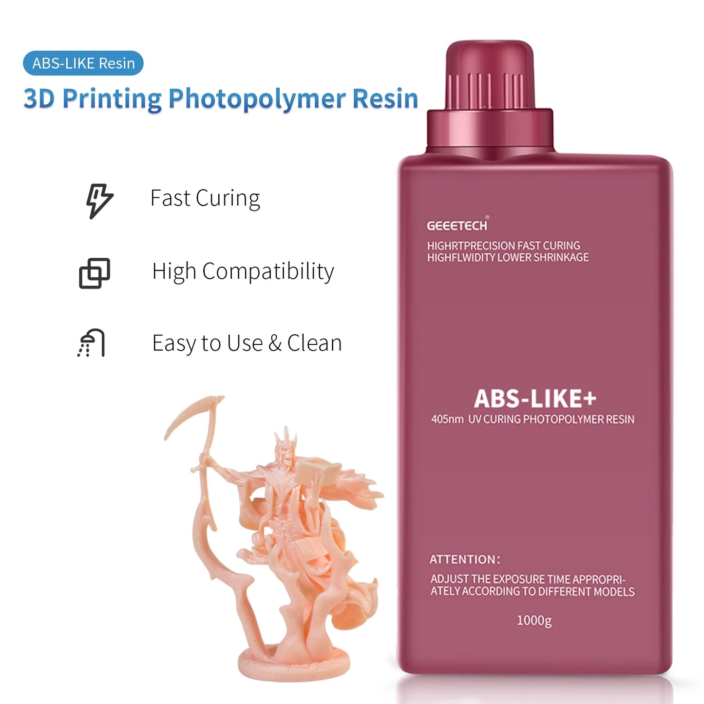 🧪 Geeetech ABS-Like+ Resin 1KG – UV 405nm Photopolymer (LCD 3D Printers)