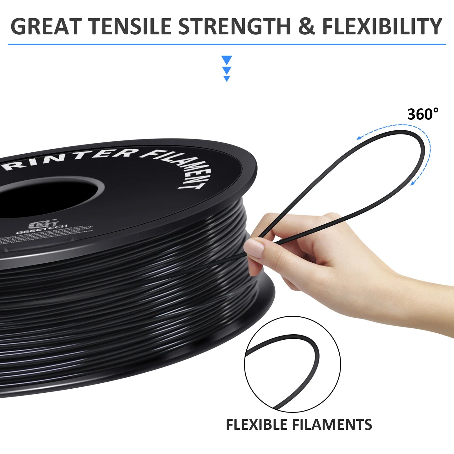 Geeetech TPU 3D Printer Filament – 10KG Bulk Pack (10 × 1KG Spools, 1.75mm) – Shore 95A, Flexible & Durable