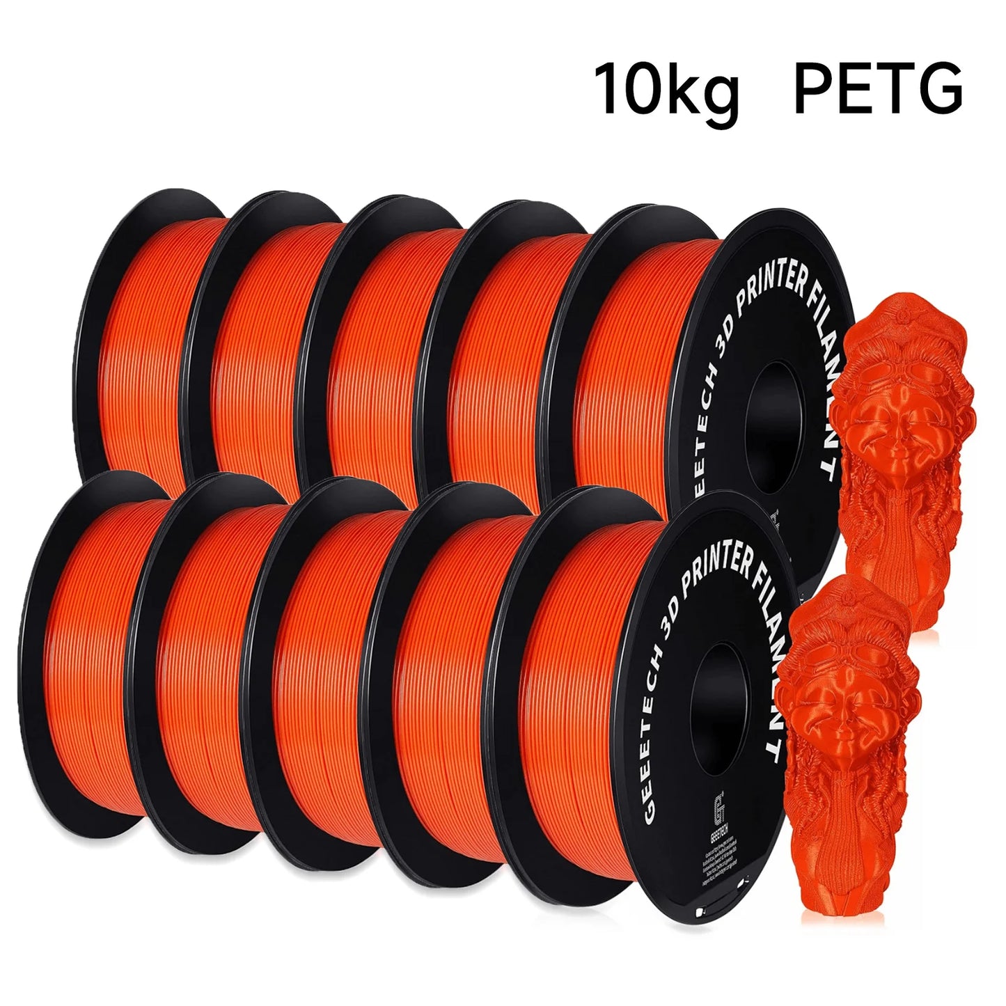 Geeetech PETG Filament – 10KG Bulk Pack (10 × 1KG Spools, 1.75mm) – Strong, Glossy & Warp-Resistant
