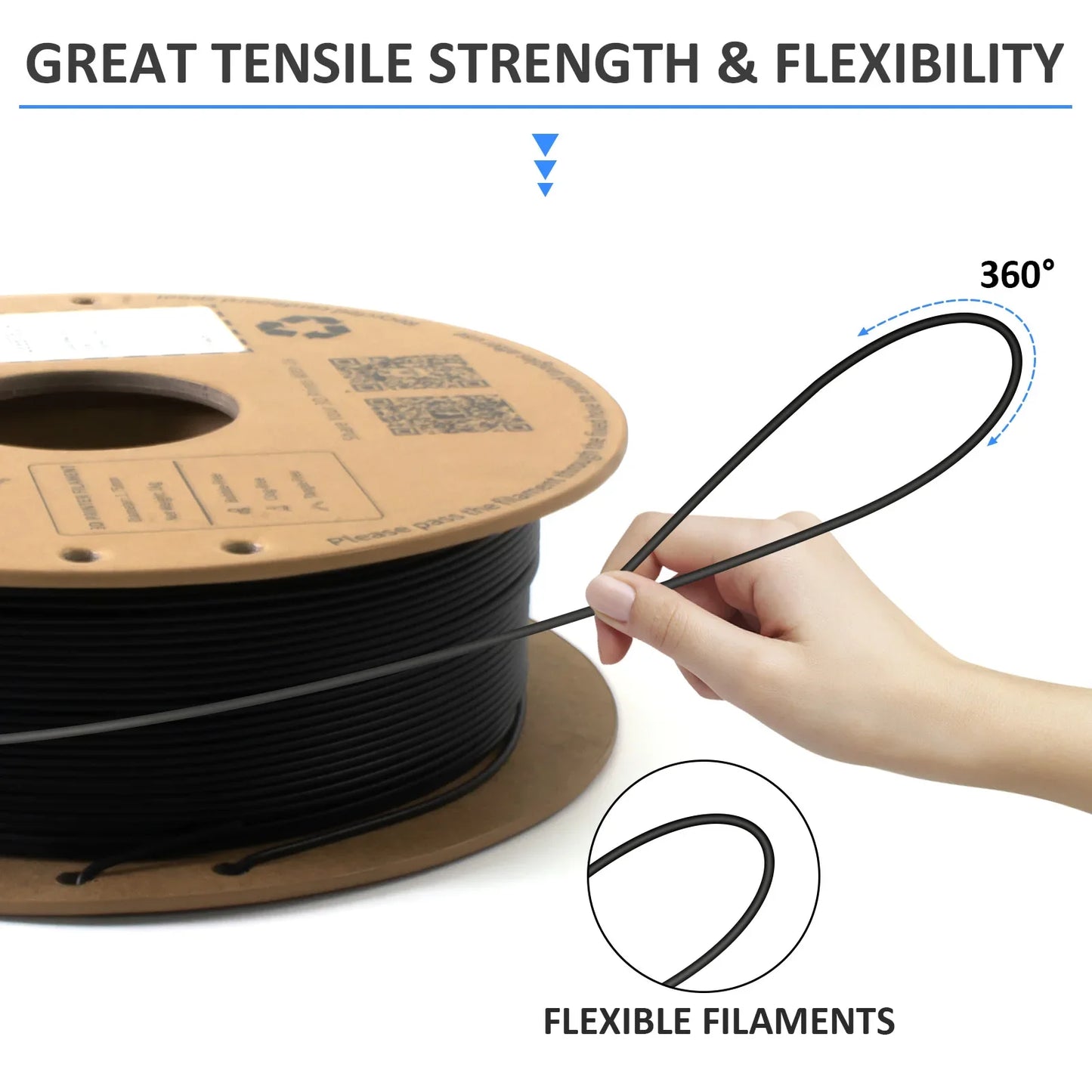 Geeetech TPU Flexible Filament – 1.75mm, 1KG (2.2 lbs) Spool – Shore 95A Hardness