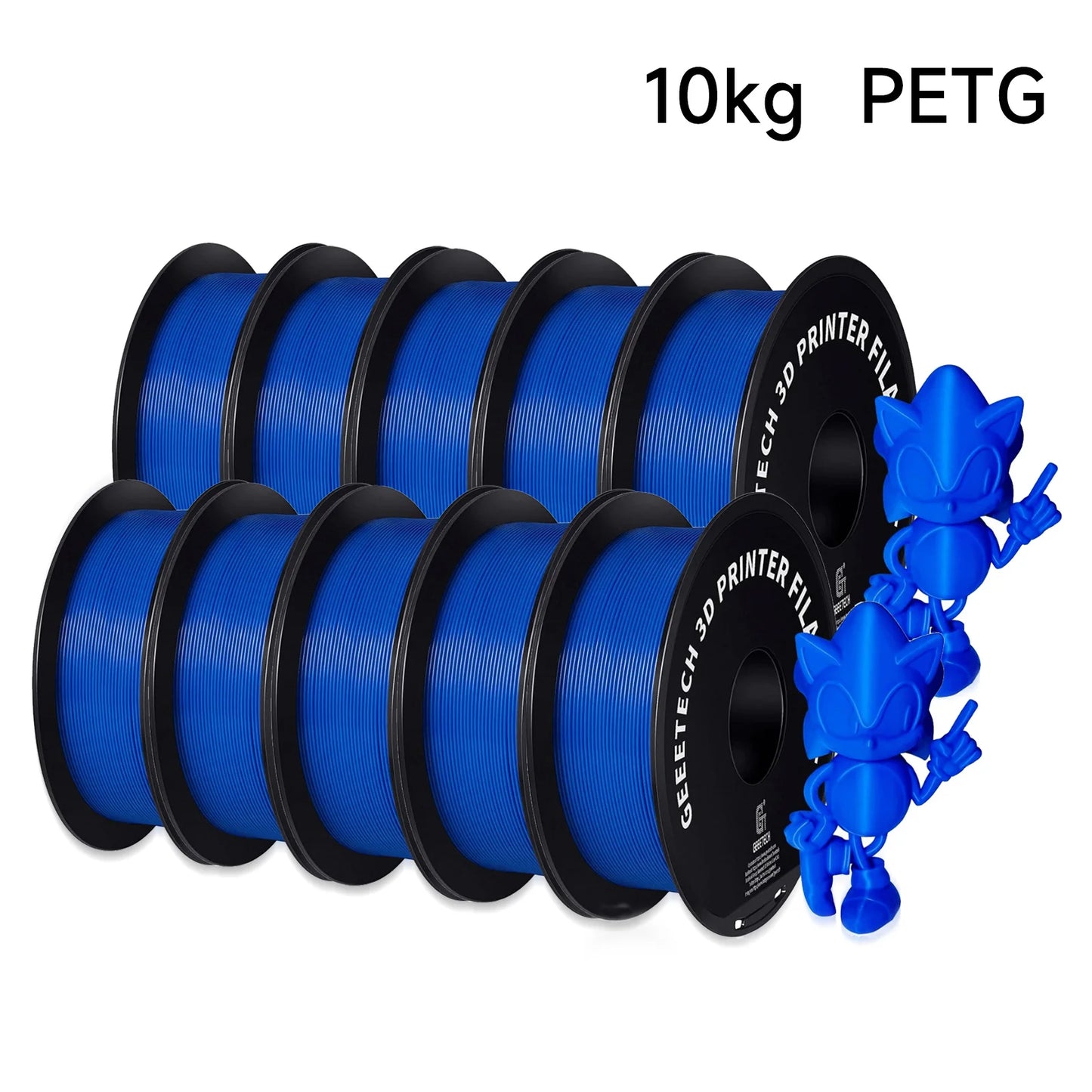Geeetech PETG Filament – 10KG Bulk Pack (10 × 1KG Spools, 1.75mm) – Strong, Glossy & Warp-Resistant